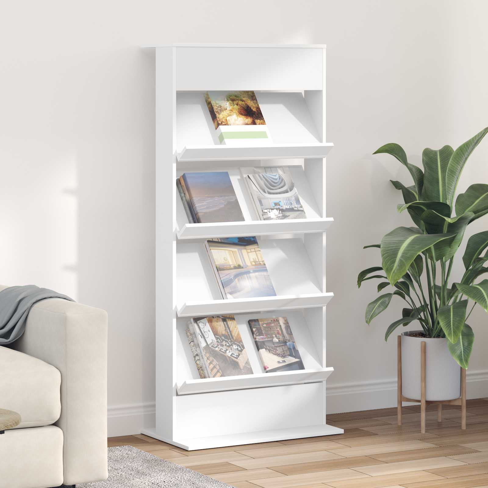 vidaXL Magazinregal mit Regal Weiß 70 x 41 x 156 cm Holzwerkstoff