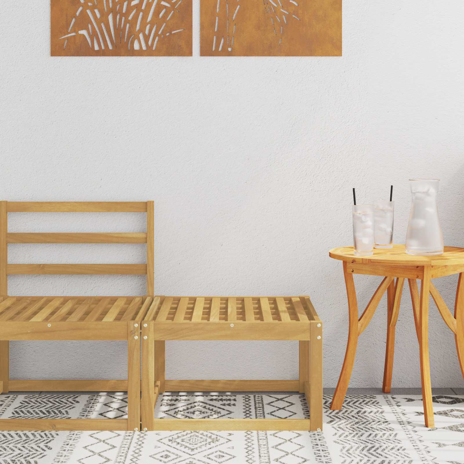 vidaXL Outdoor Hocker Massivholz Akazie Weiß 59 x 59 x 37 cm