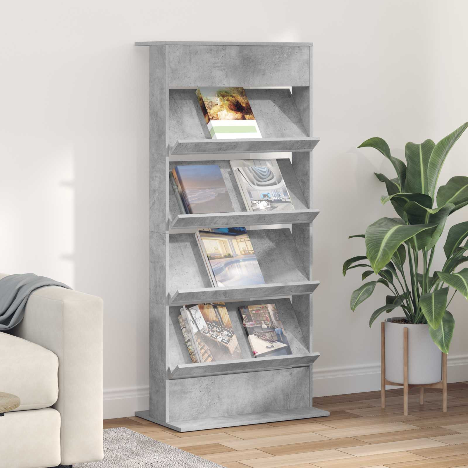 vidaXL Magazinregal Beton Grau 70 x 41 x 156 cm Holzwerkstoff