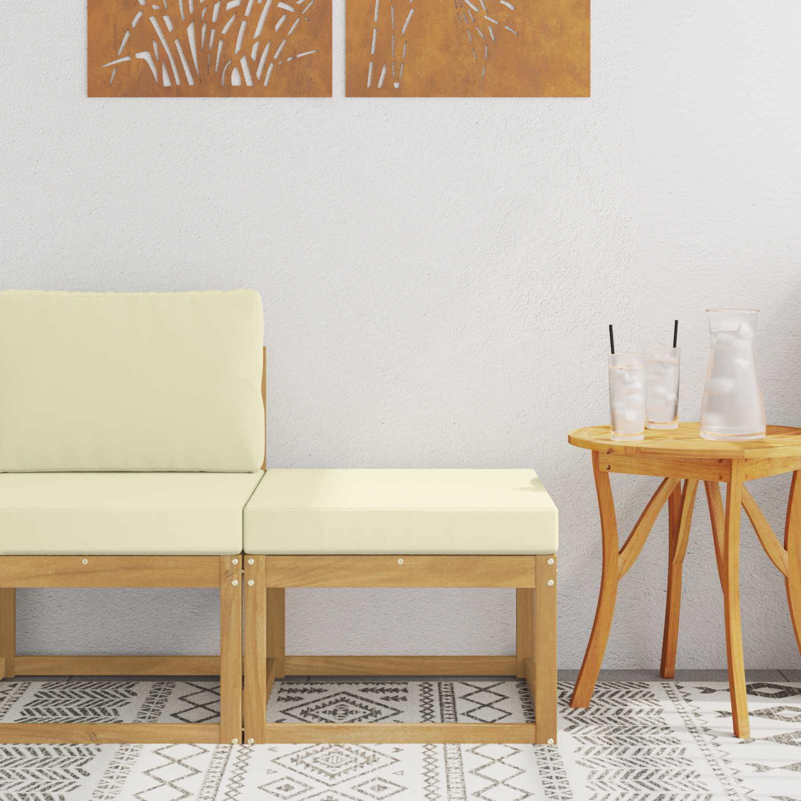 vidaXL Outdoor Hocker Massivholz Akazie Weiß