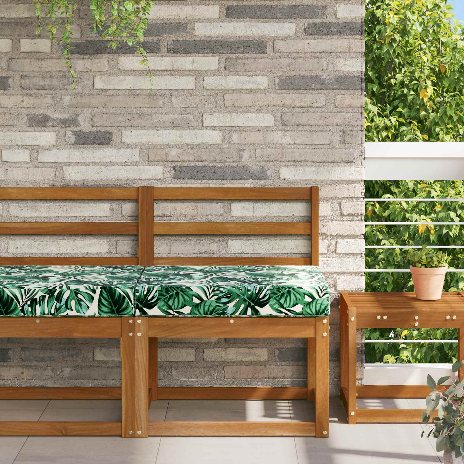 vidaXL Sofakissen für draußen Blattmuster 60 x 60 x 8 cm Polyester