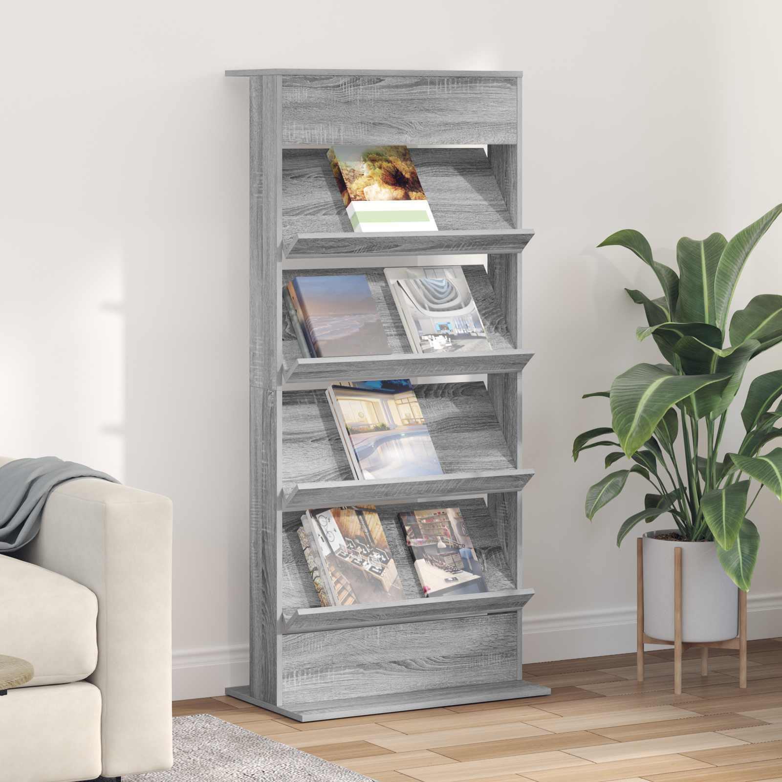 vidaXL Magazinregal Graues Sonoma 70 x 41 x 156 cm Holzwerkstoff