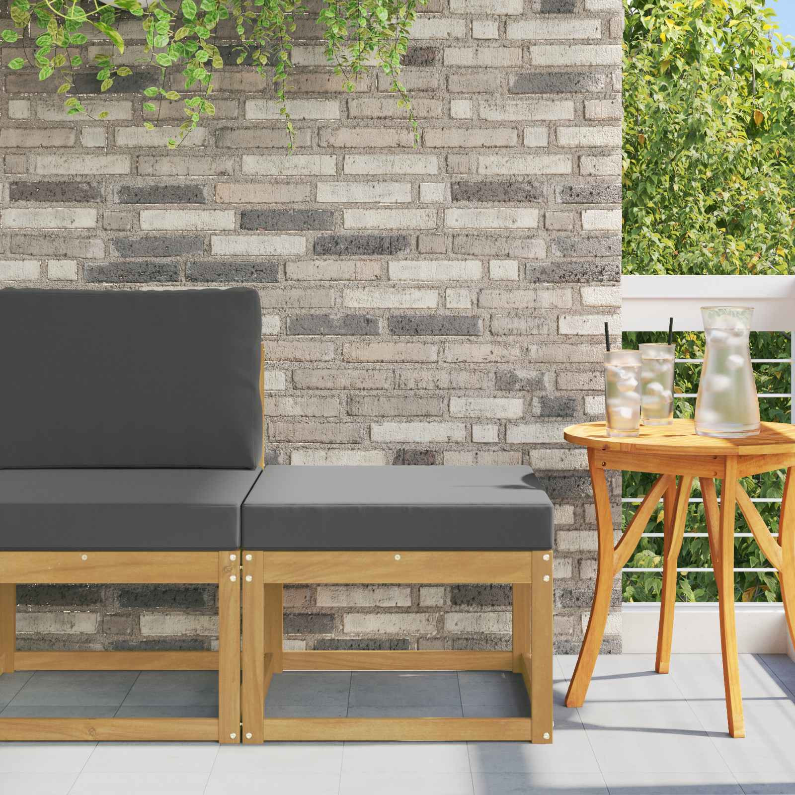 vidaXL Outdoor Hocker Massivholz Akazie Weiß
