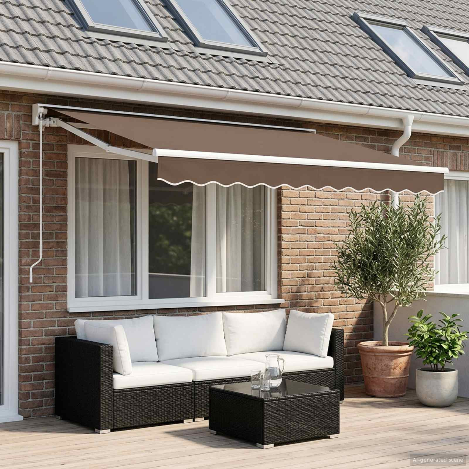 vidaXL Markisenersatzstoff Taupe 281 x 195 cm Polyester
