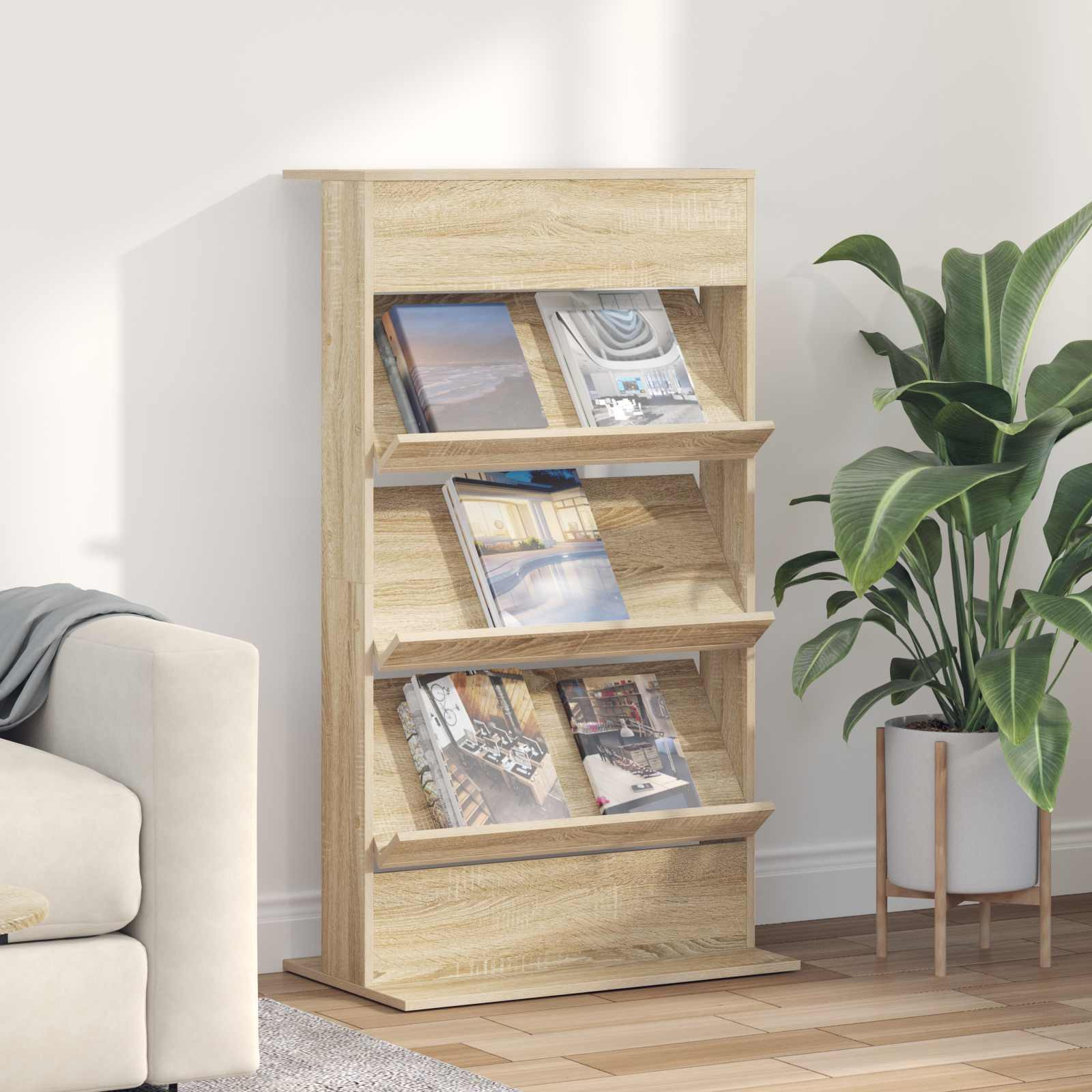 vidaXL Magazinregal Sonoma-Eiche 70 x 41 x 126 cm Holzwerkstoff