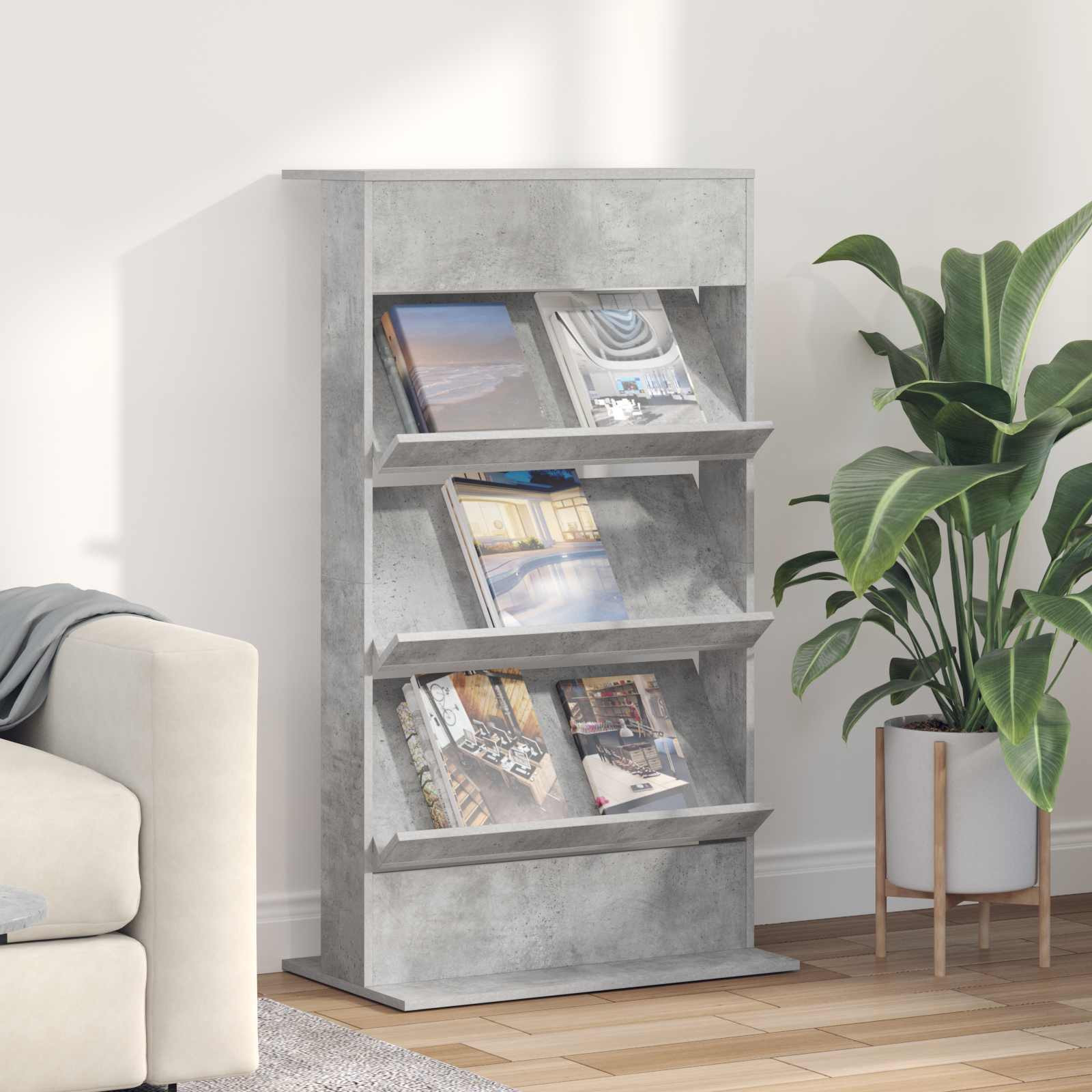 vidaXL Magazinregal Beton Grau 70 x 41 x 126 cm Holzwerkstoff