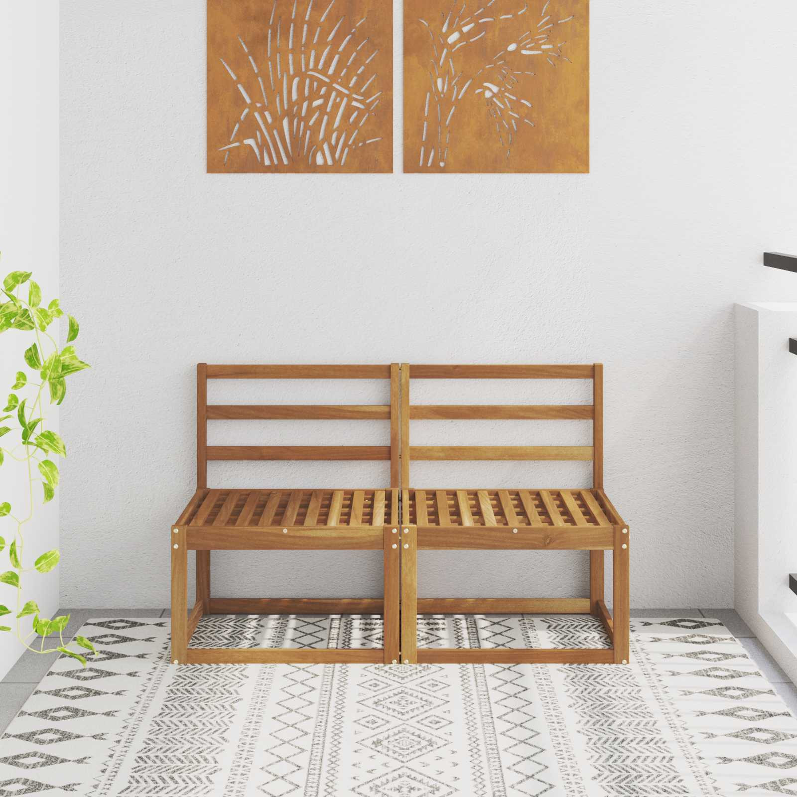 vidaXL 2 Stück Outdoor Mittelsofa Massivholz Akazie Natur