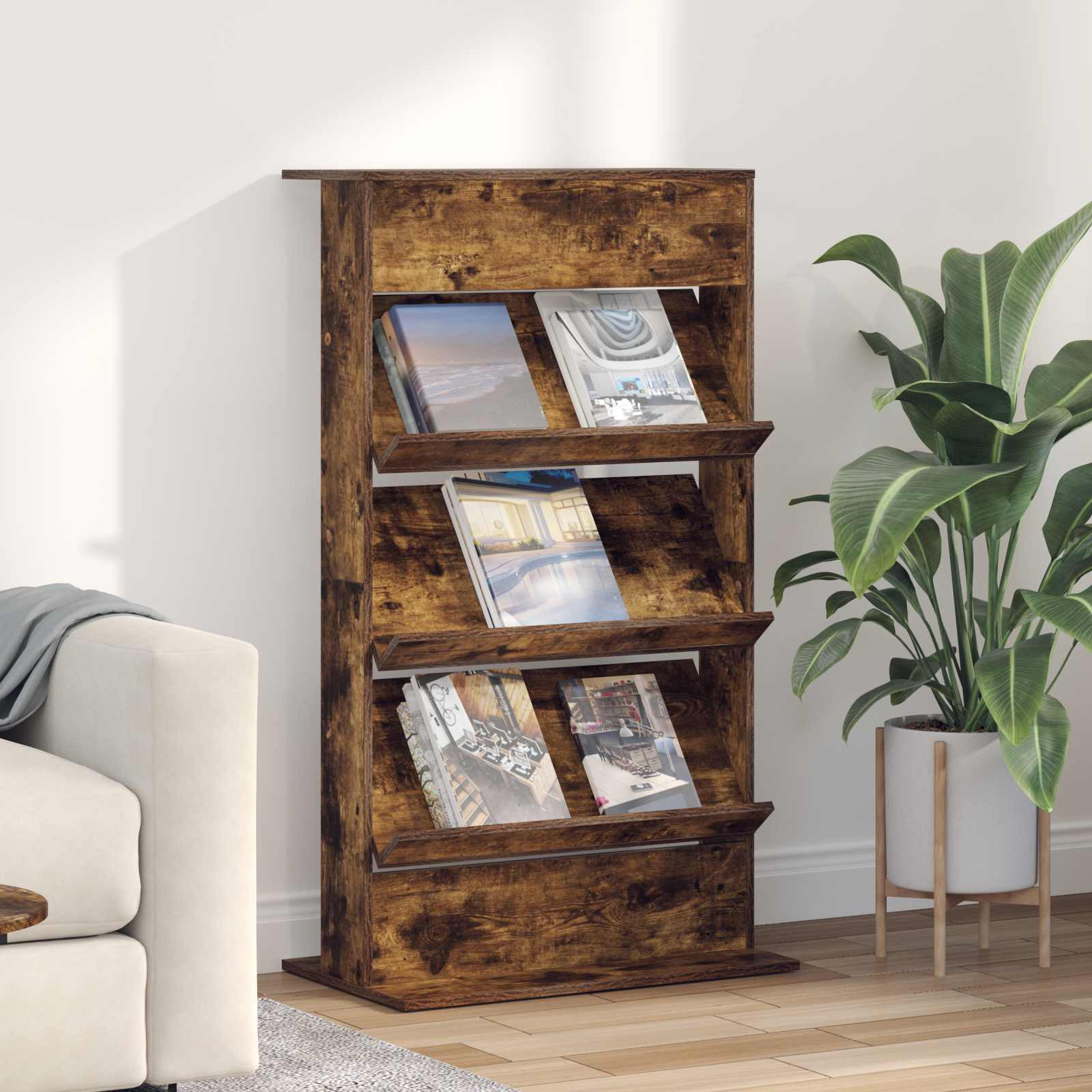 vidaXL Magazinregal Geräucherte Eiche 70 x 41 x 126 cm Holzwerkstoff