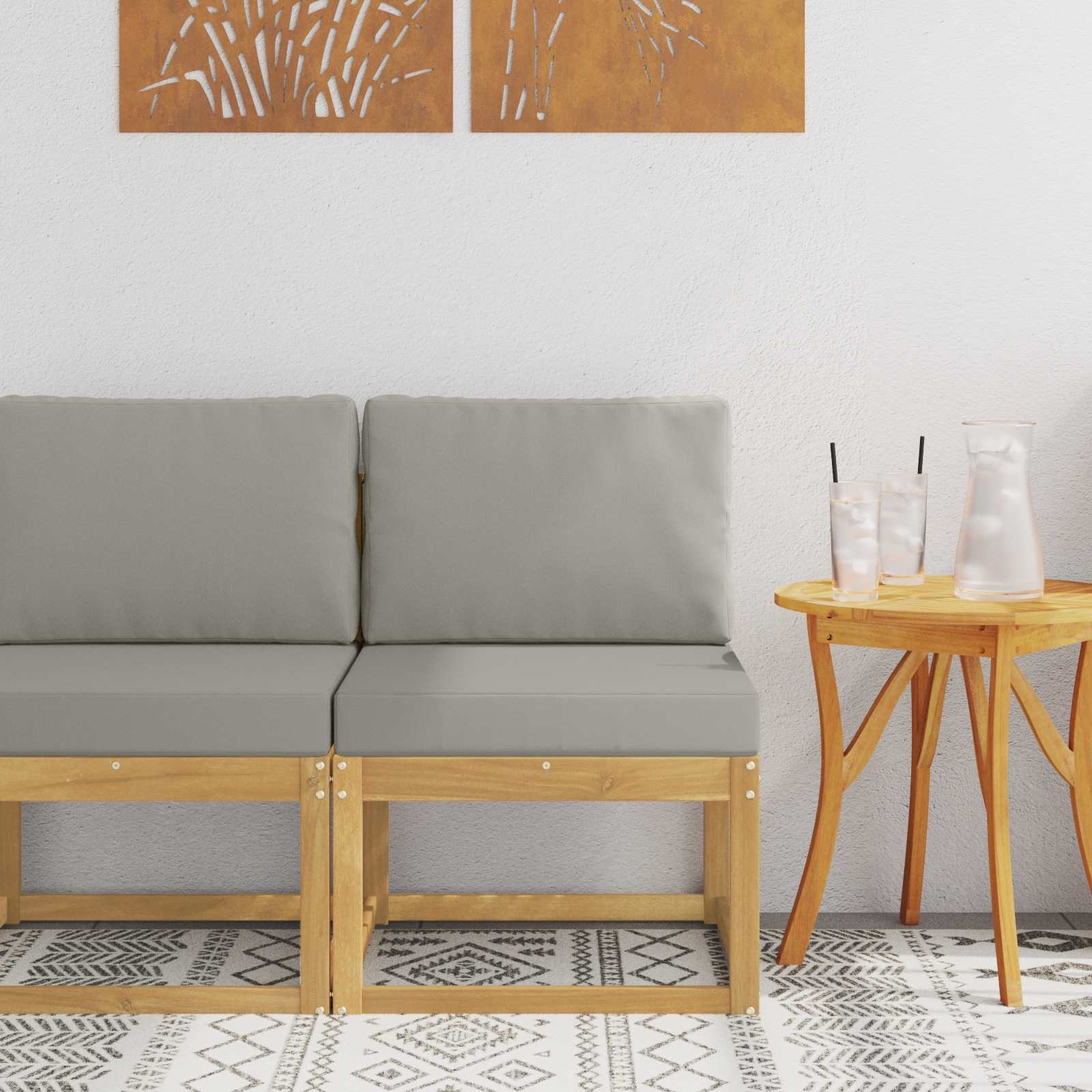 vidaXL Outdoor-Sofagarnitur Weiß und Hellgrau 59 x 63 x 73 cm