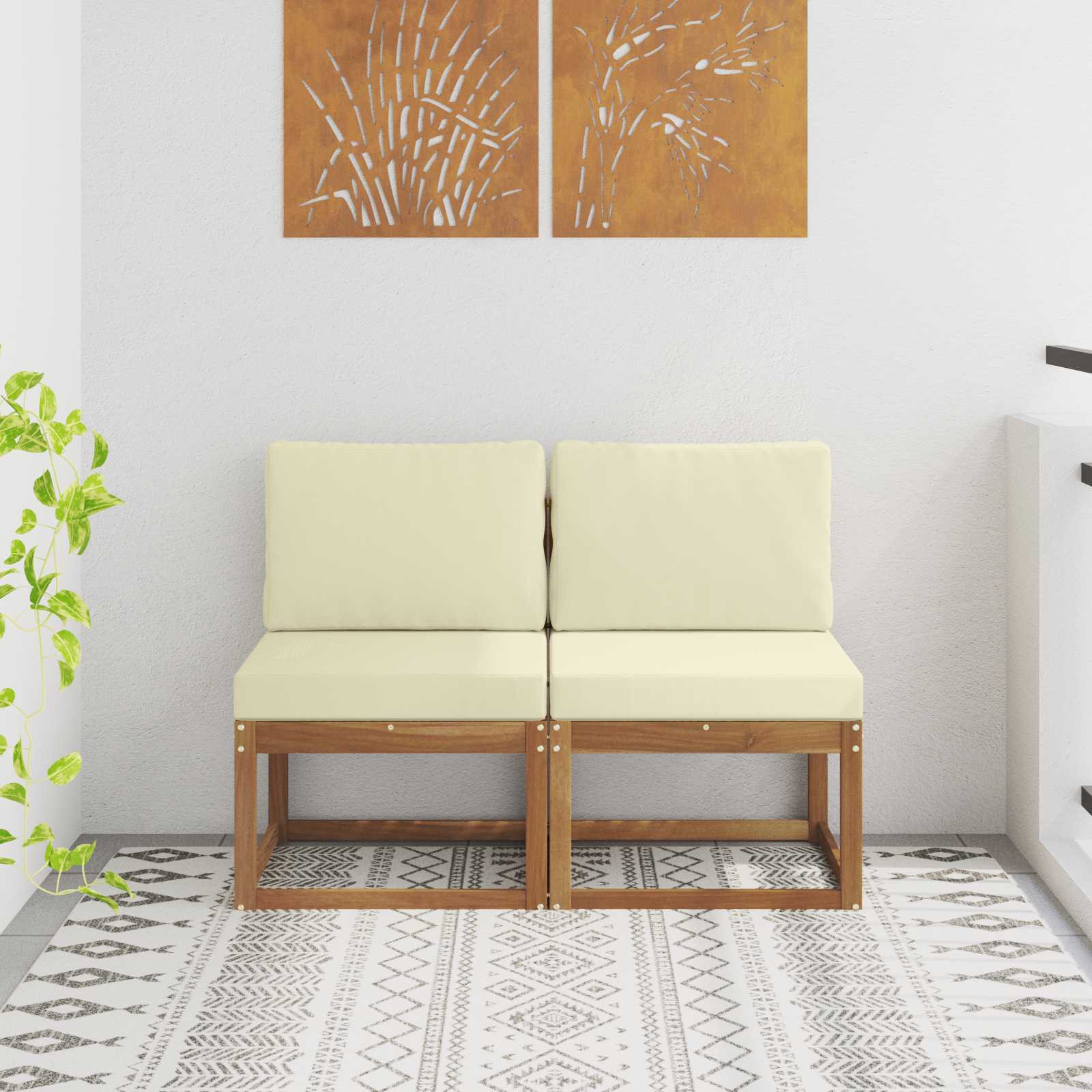 vidaXL 2 Stück Outdoor Mittelsofa Massivholz Akazie
