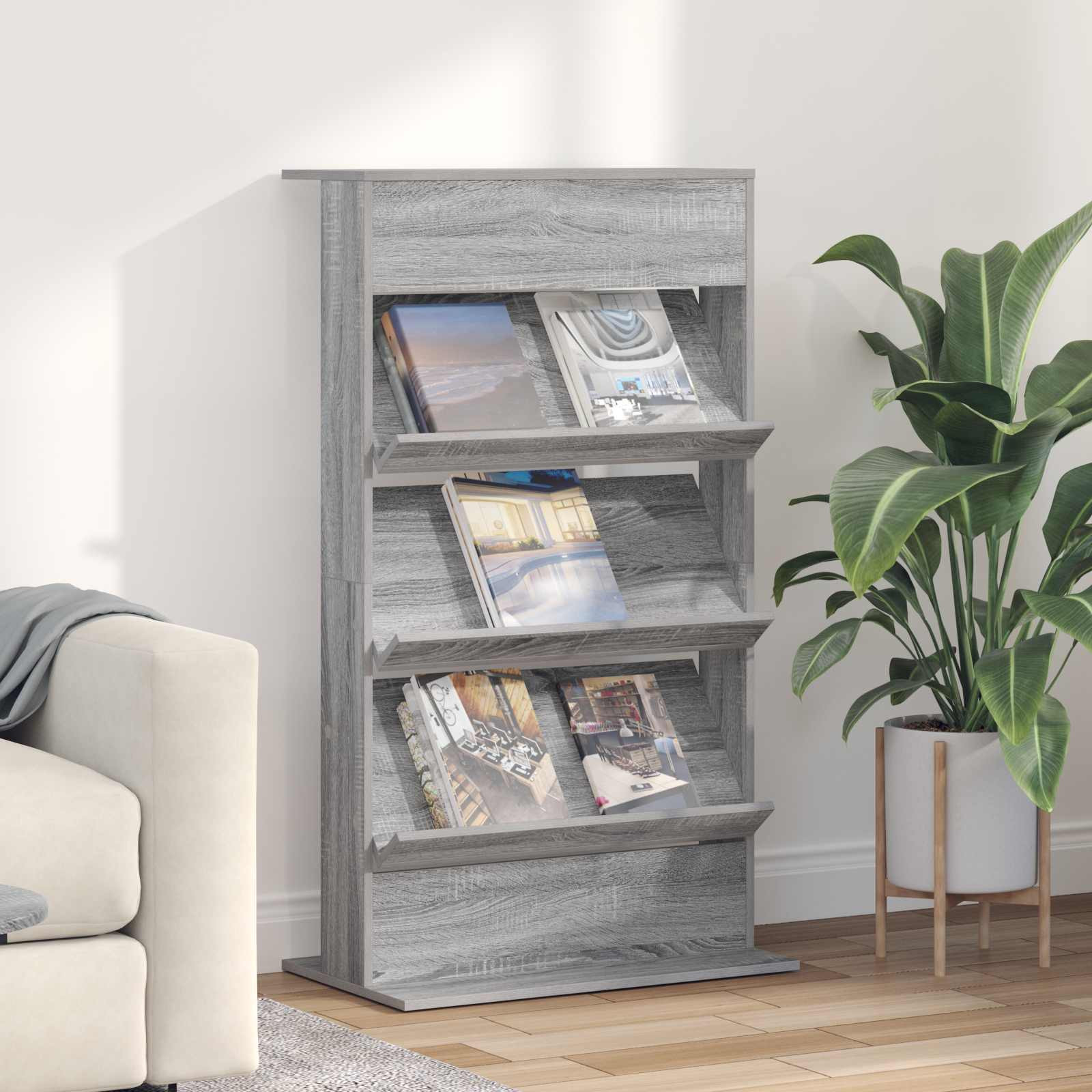vidaXL Magazinregal Graues Sonoma 70 x 41 x 126 cm Holzwerkstoff