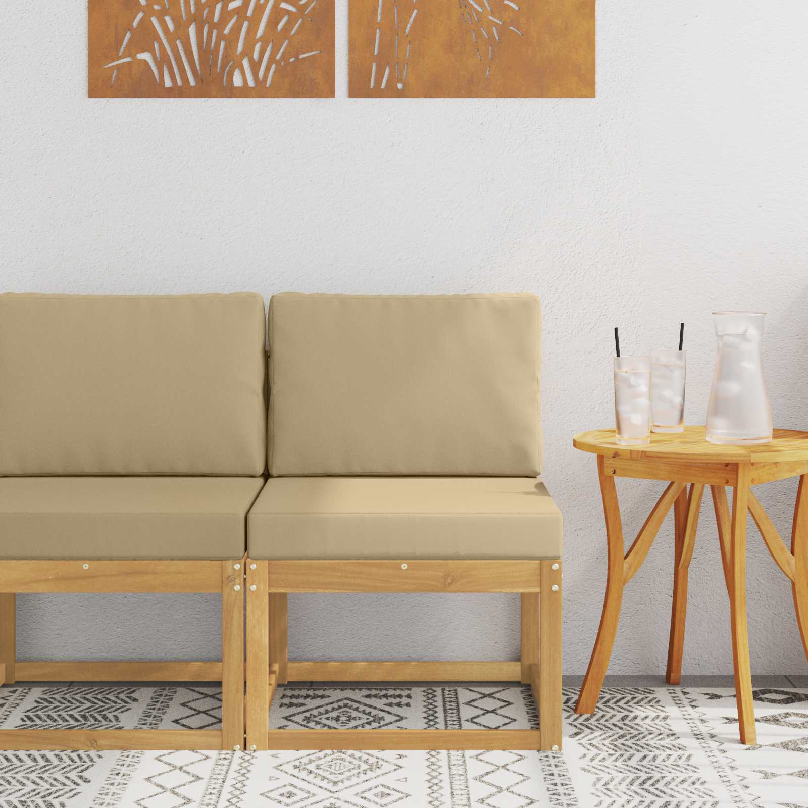 vidaXL Outdoor-Sofagarnitur Weiß und Beige 59 x 63 x 73 cm