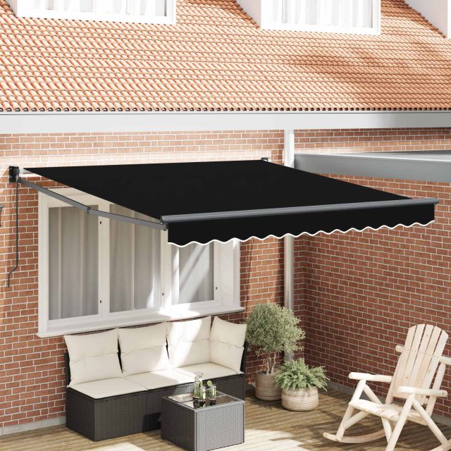 vidaXL Ausziehbare Markise Schwarz 350 x 250 cm
