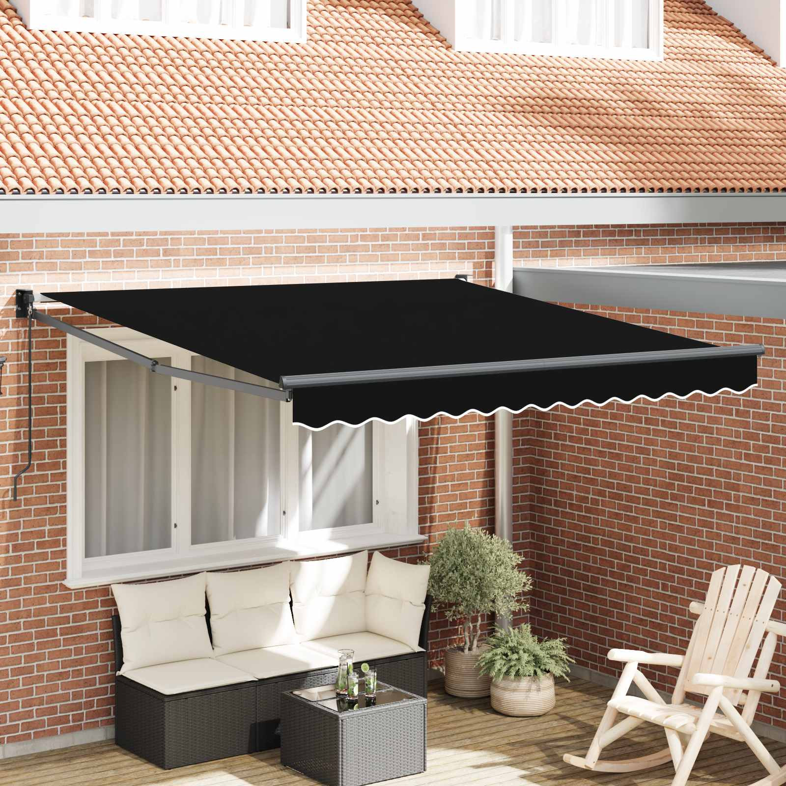 vidaXL Ausziehbare Markise Schwarz 350 x 250 cm