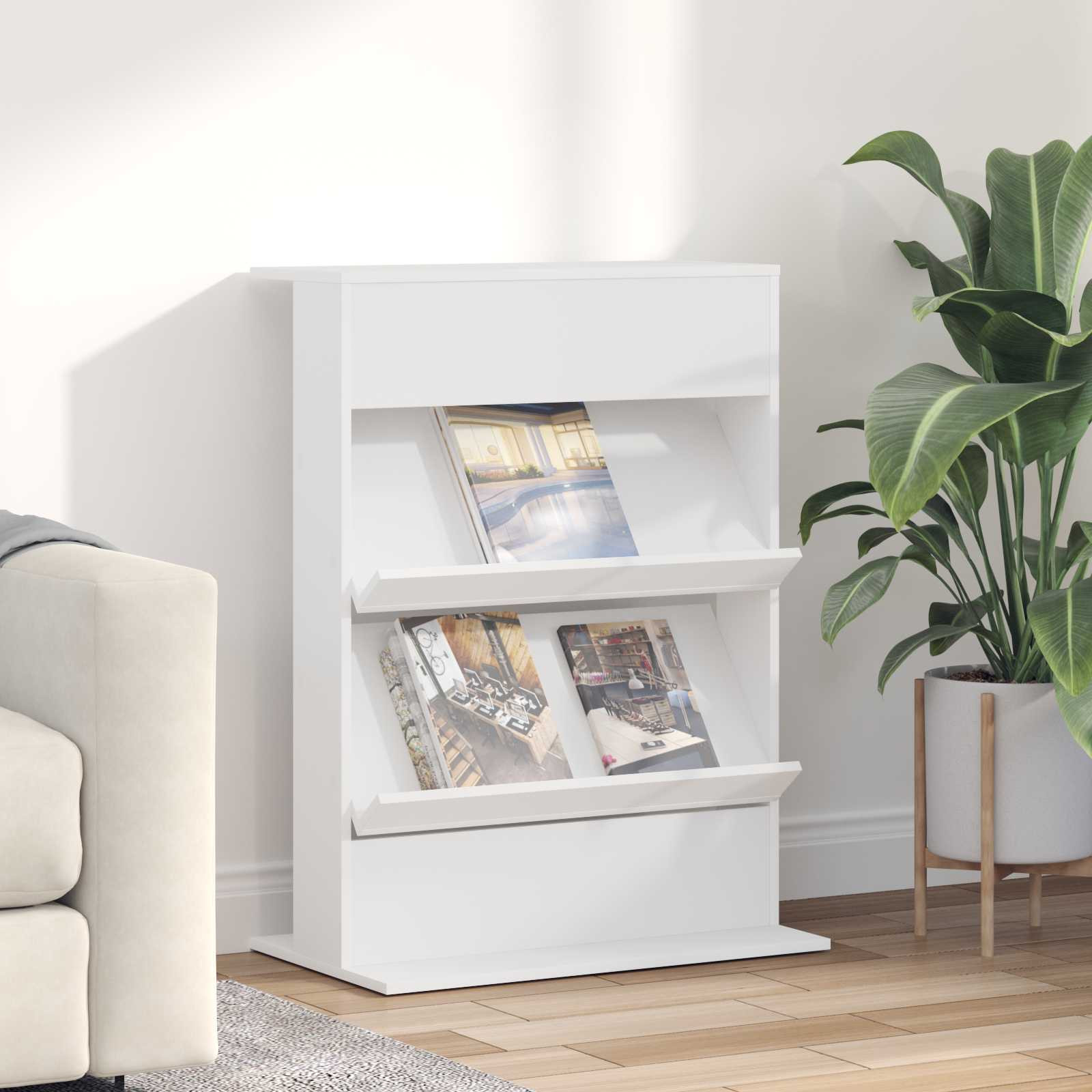 vidaXL Magazinregal mit Regal Weiß 70 x 41 x 96 cm Holzwerkstoff