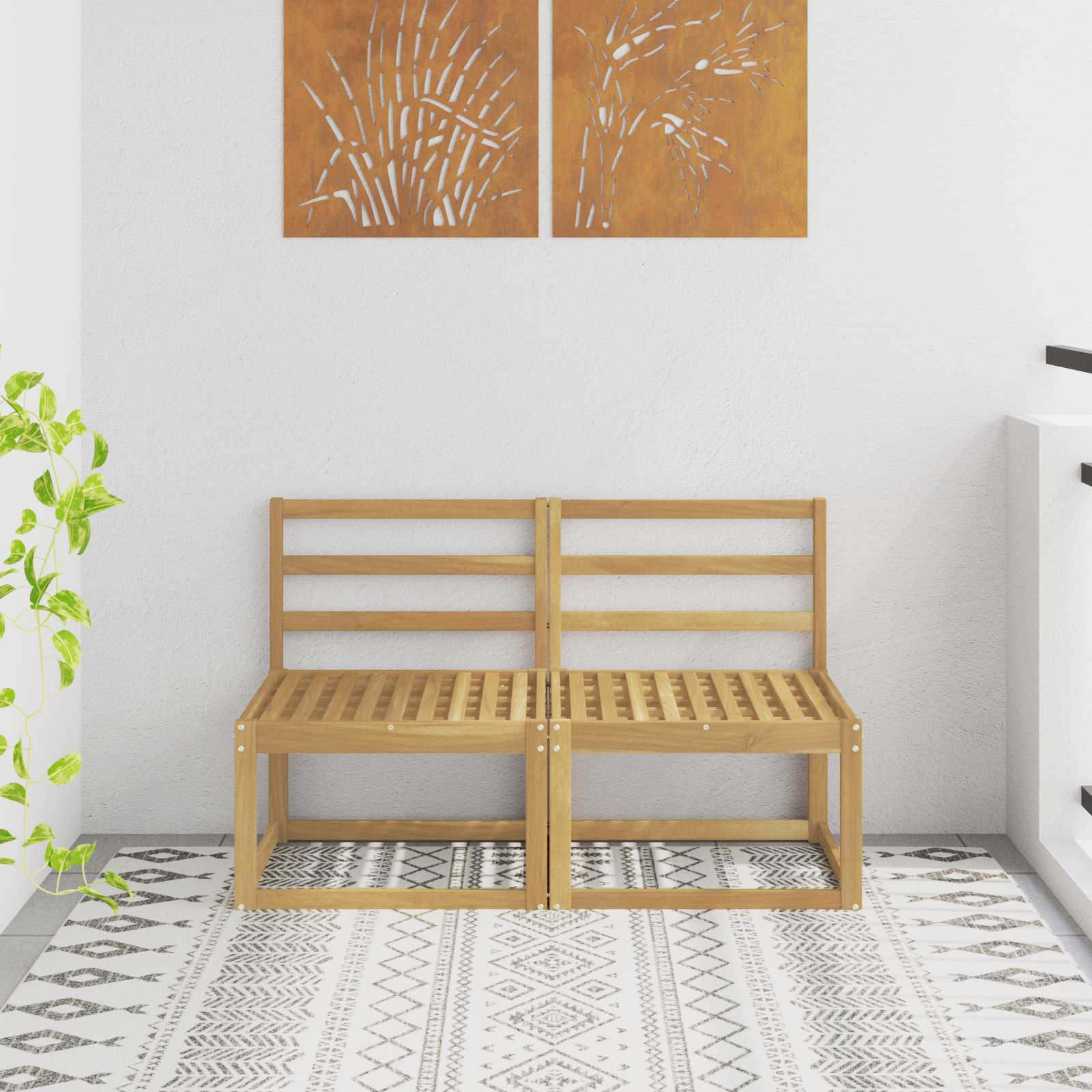 vidaXL 2 Stück Outdoor Mittelsofa Massivholz Akazie Weiß