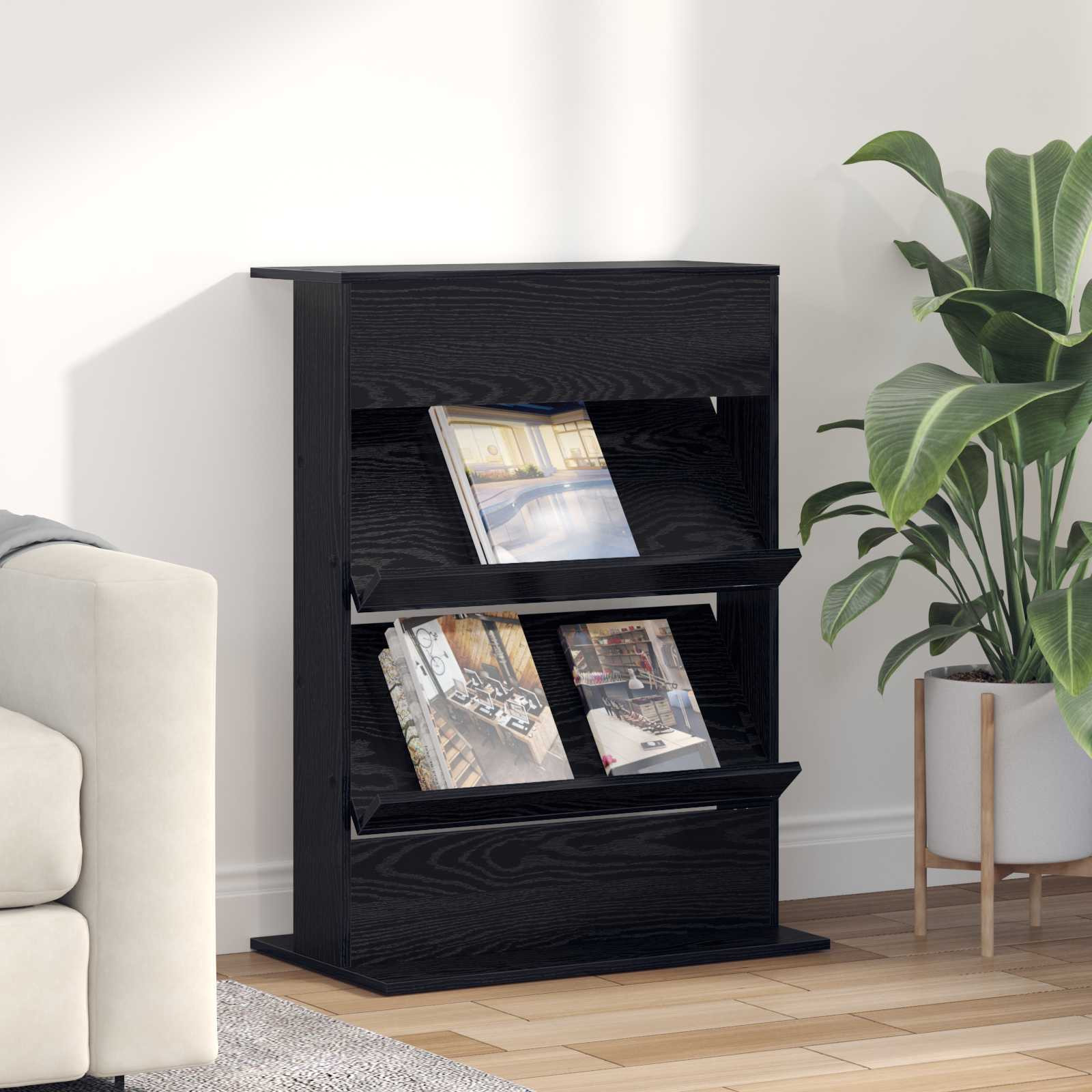 vidaXL Magazinregal Schwarz Eichen-Optik 70 x 41 x 96 cm Holzwerkstoff