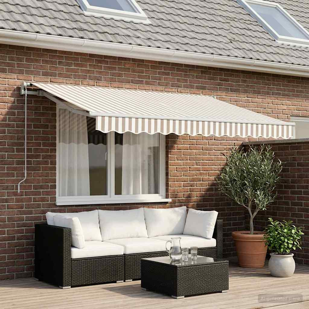 vidaXL Markisenersatzstoff Hellgrau und Weiß 329 x 245 cm Polyester