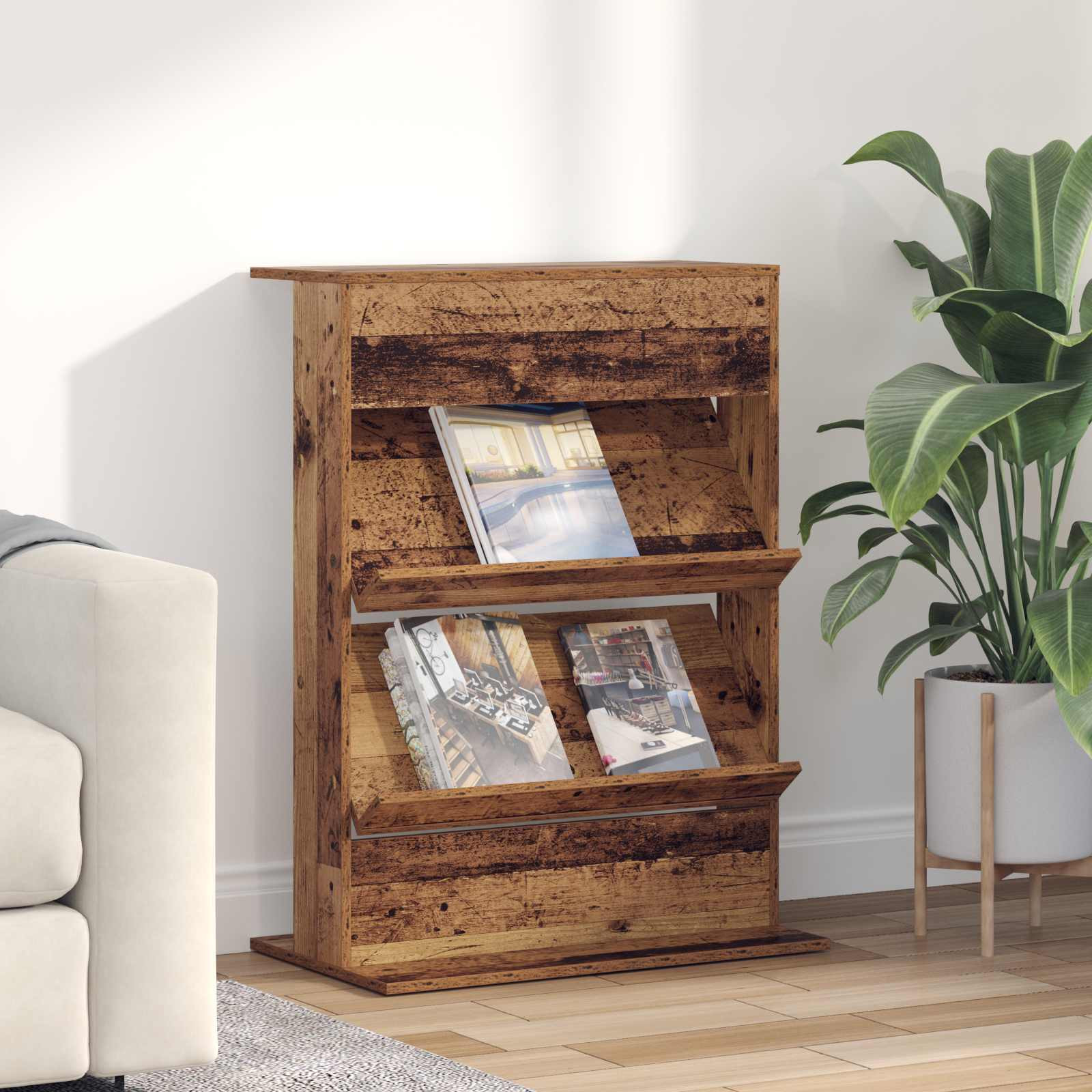 vidaXL Magazinregal mit Regal Altholz 70 x 41 x 96 cm Holzwerkstoff
