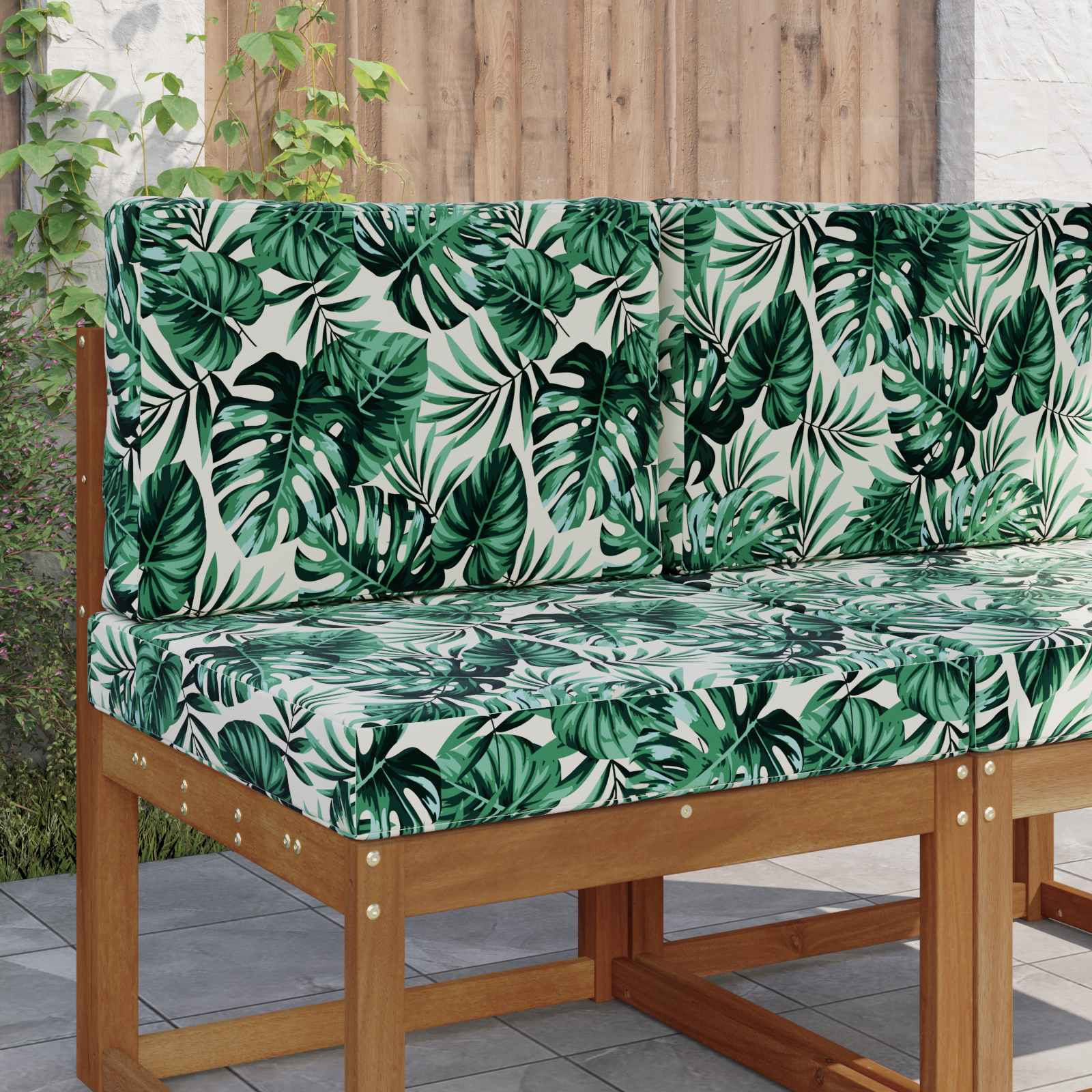 vidaXL Sofakissen für draußen 2 pcs Blattmuster Polyester