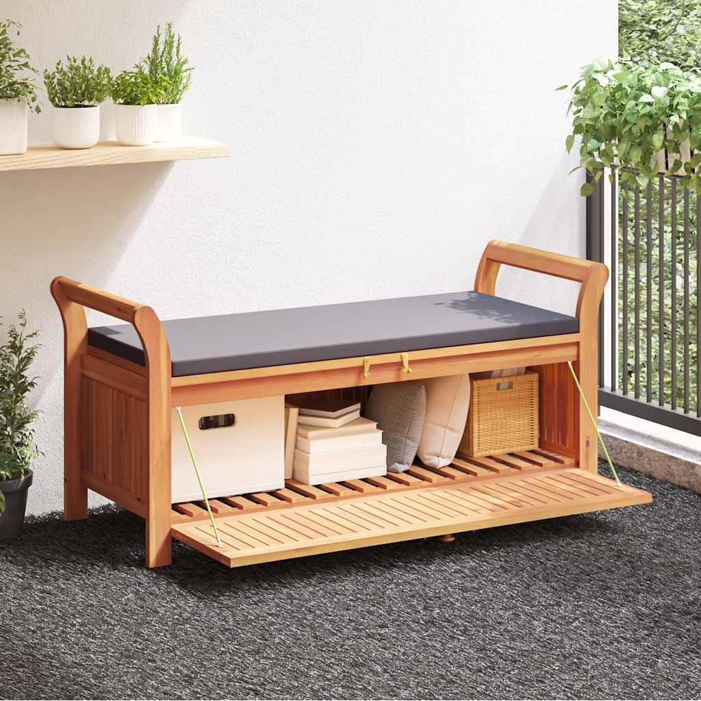 vidaXL Garten-Truhenbank mit Kissen 126 cm Massivholz Akazie
