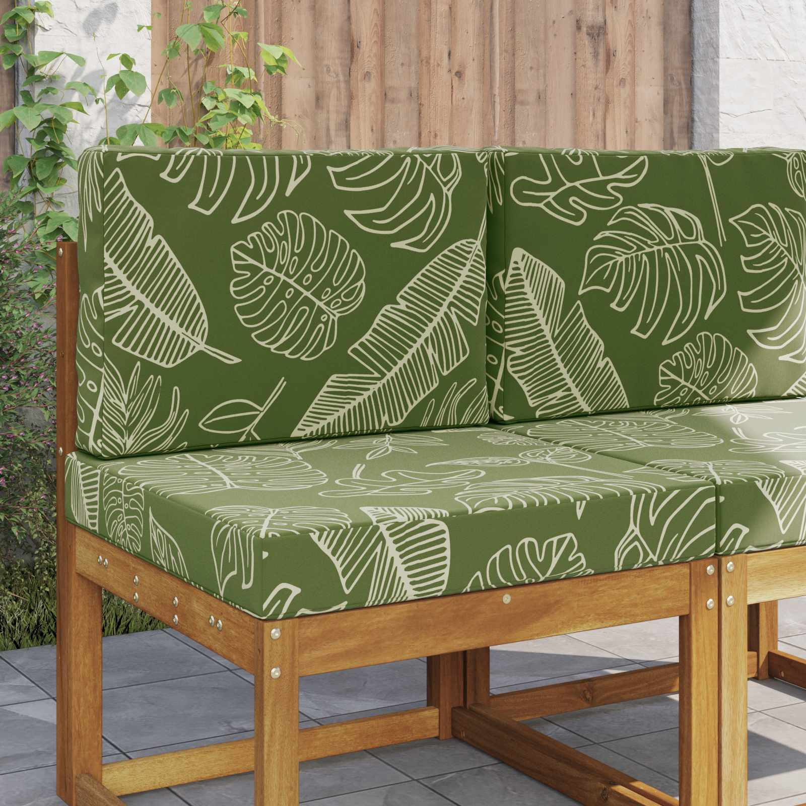 vidaXL Sofakissen für draußen 2 pcs Blattdesign Polyester
