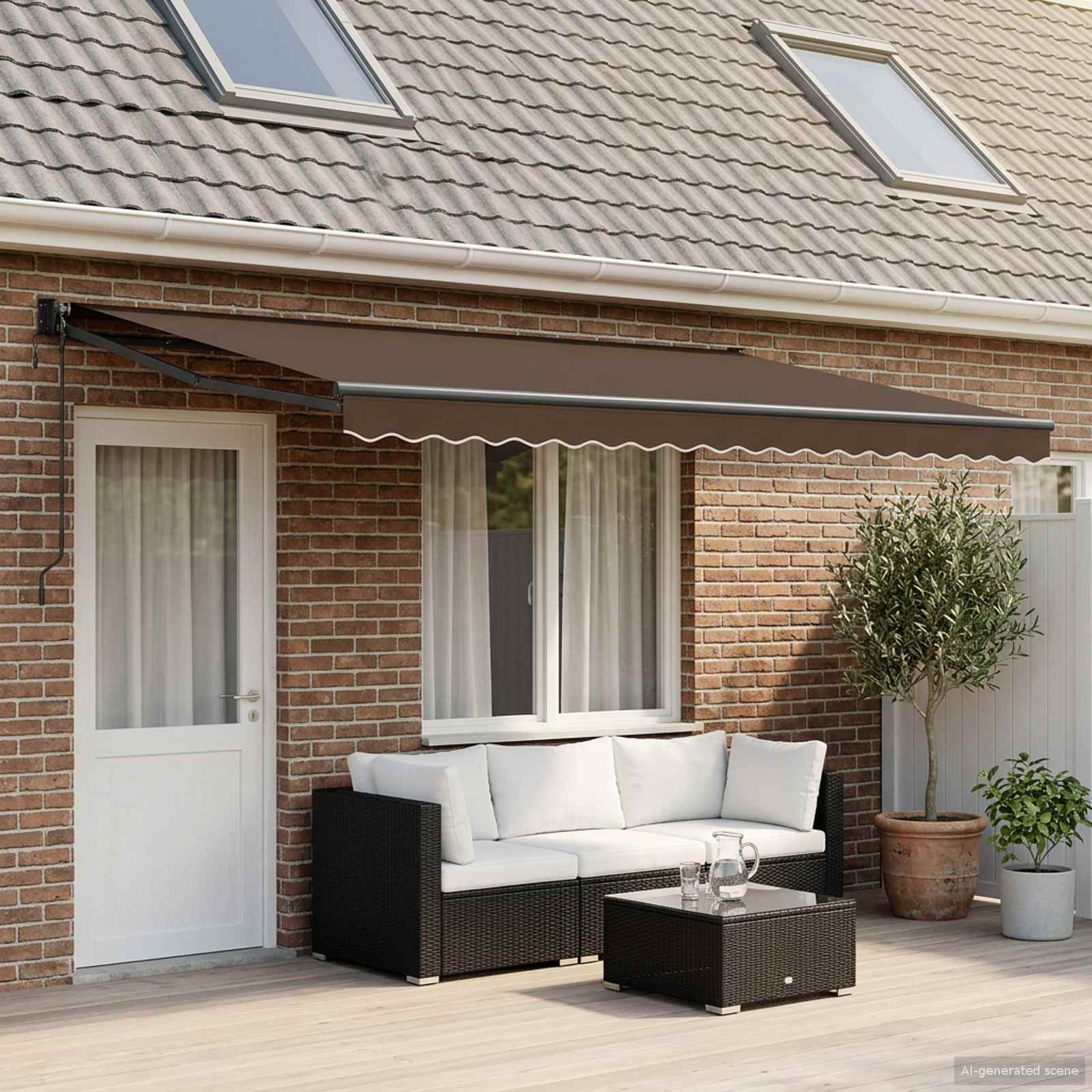 vidaXL Markisenersatzstoff Taupe 431 x 295 cm Polyester
