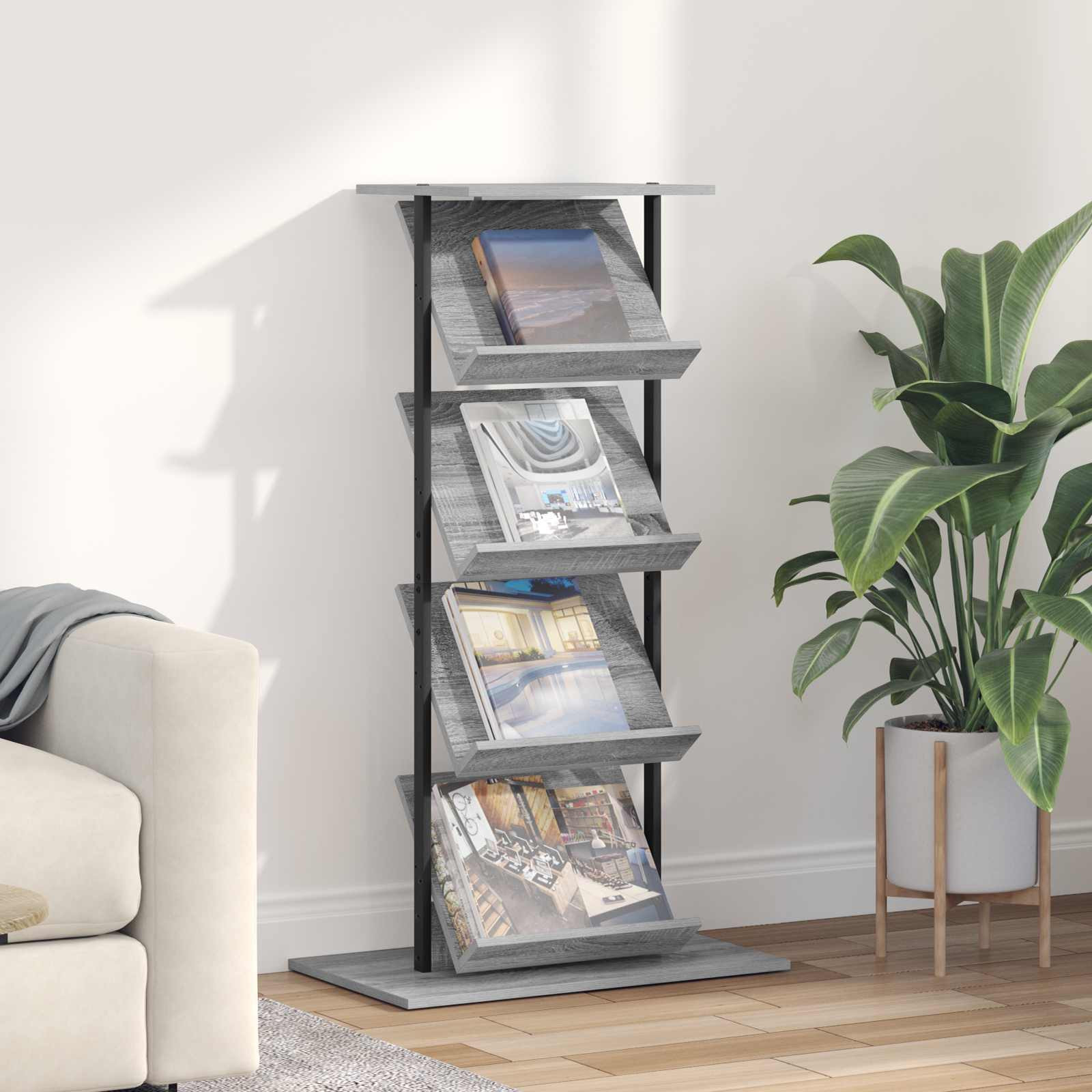 vidaXL Magazinregal Graues Sonoma 68 x 40 x 123.5 cm Holzwerkstoff