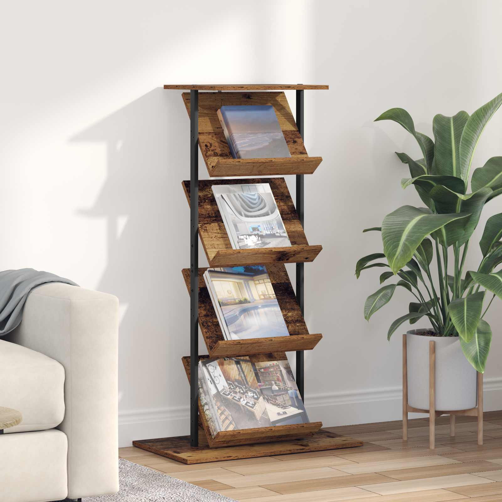 vidaXL Magazinregal mit Regal Altholz 68 x 40 x 123.5 cm Holzwerkstoff