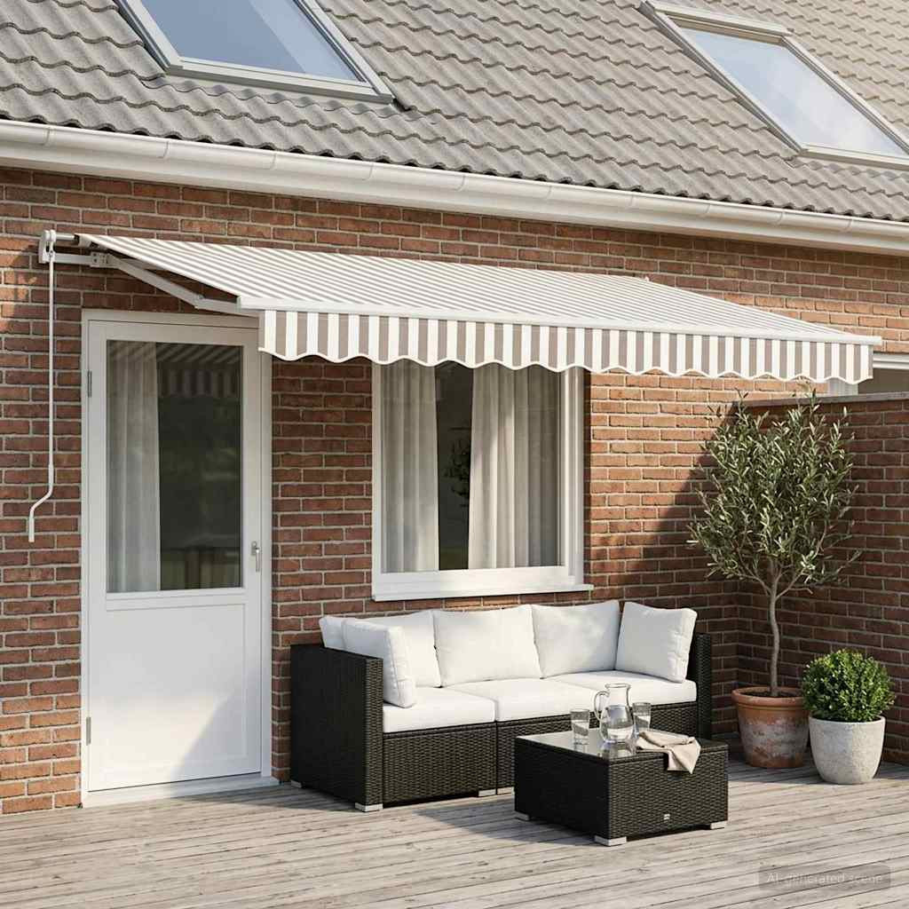 vidaXL Markisenersatzstoff Hellgrau und Weiß 481 x 295 cm Polyester