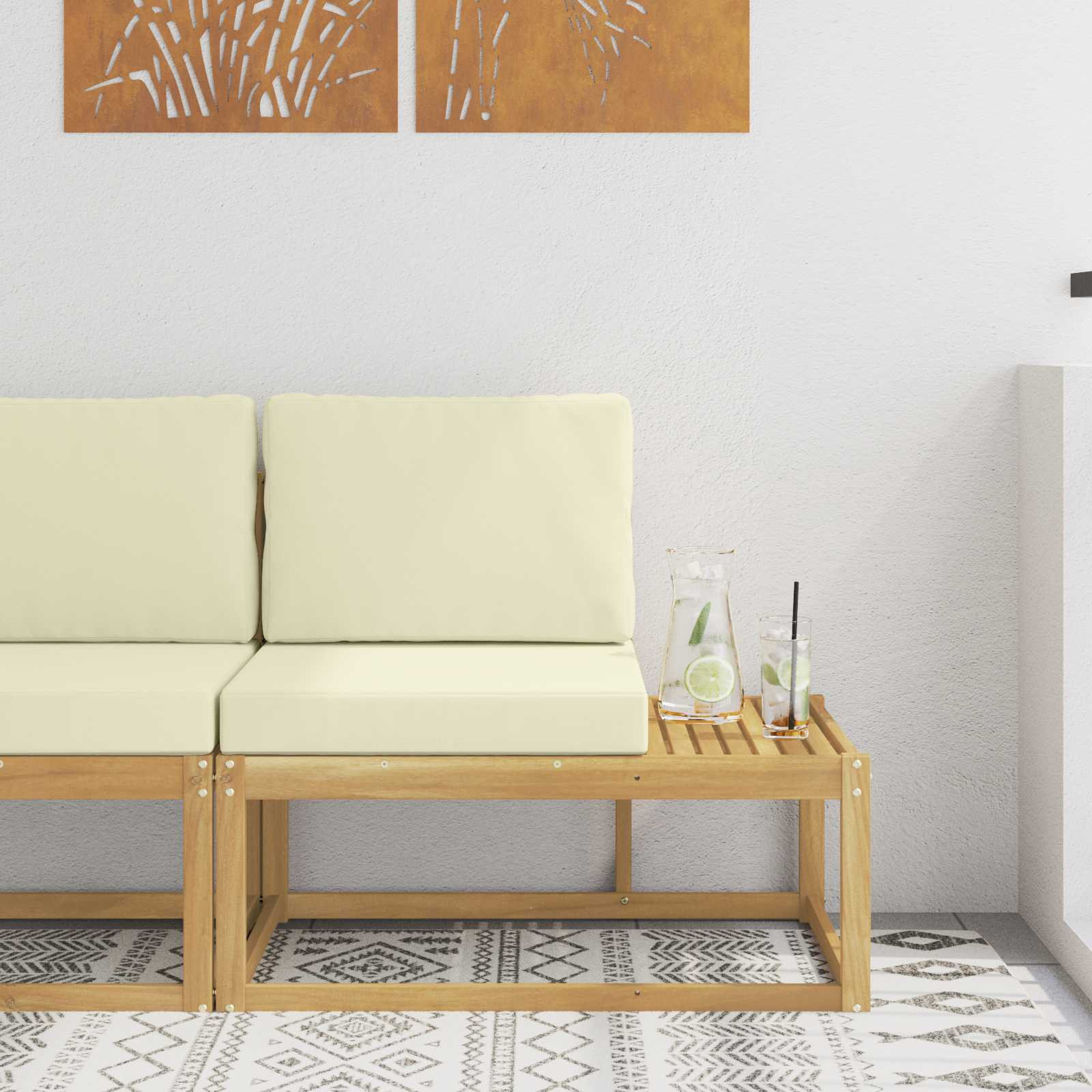 vidaXL Outdoor End Sofa Weiß 91 x 63 x 73 cm Massivholz Akazie