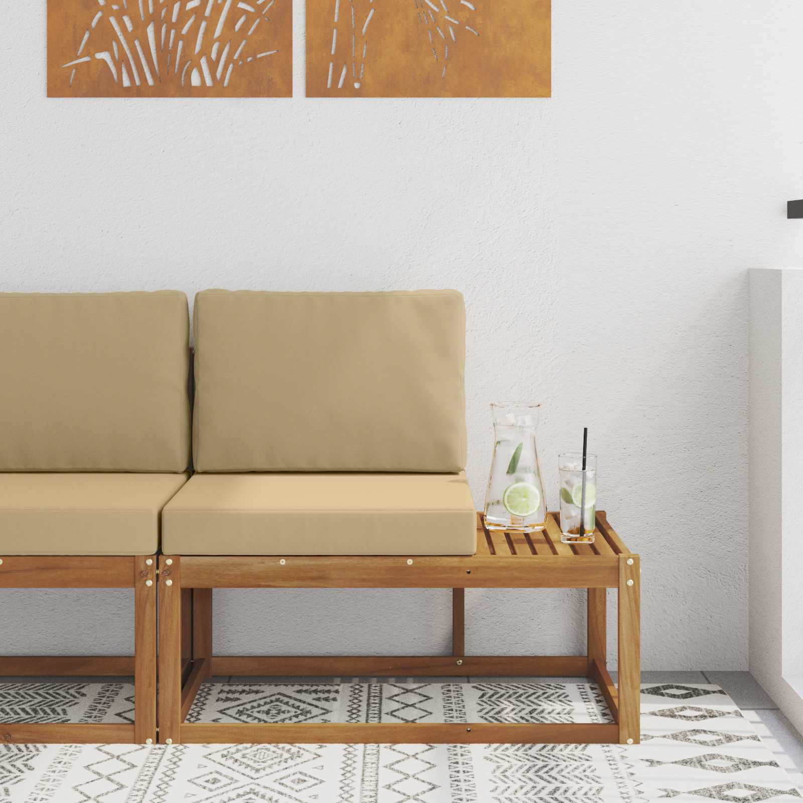 vidaXL Outdoor End Sofa Natur 91 x 63 x 73 cm Massivholz Akazie