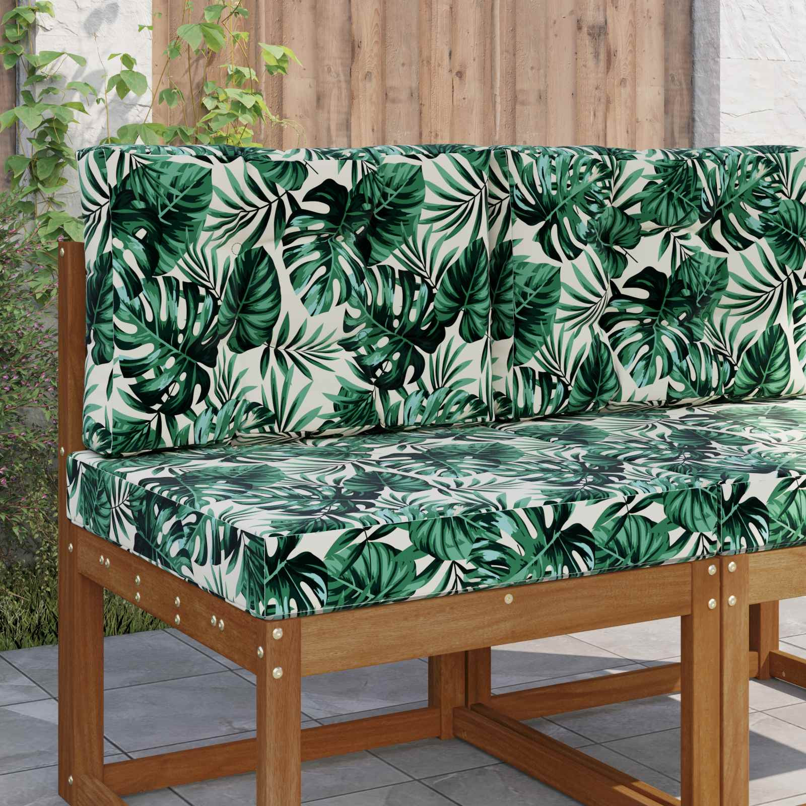 vidaXL Sofakissen für draußen 2 pcs Blattmuster Polyester