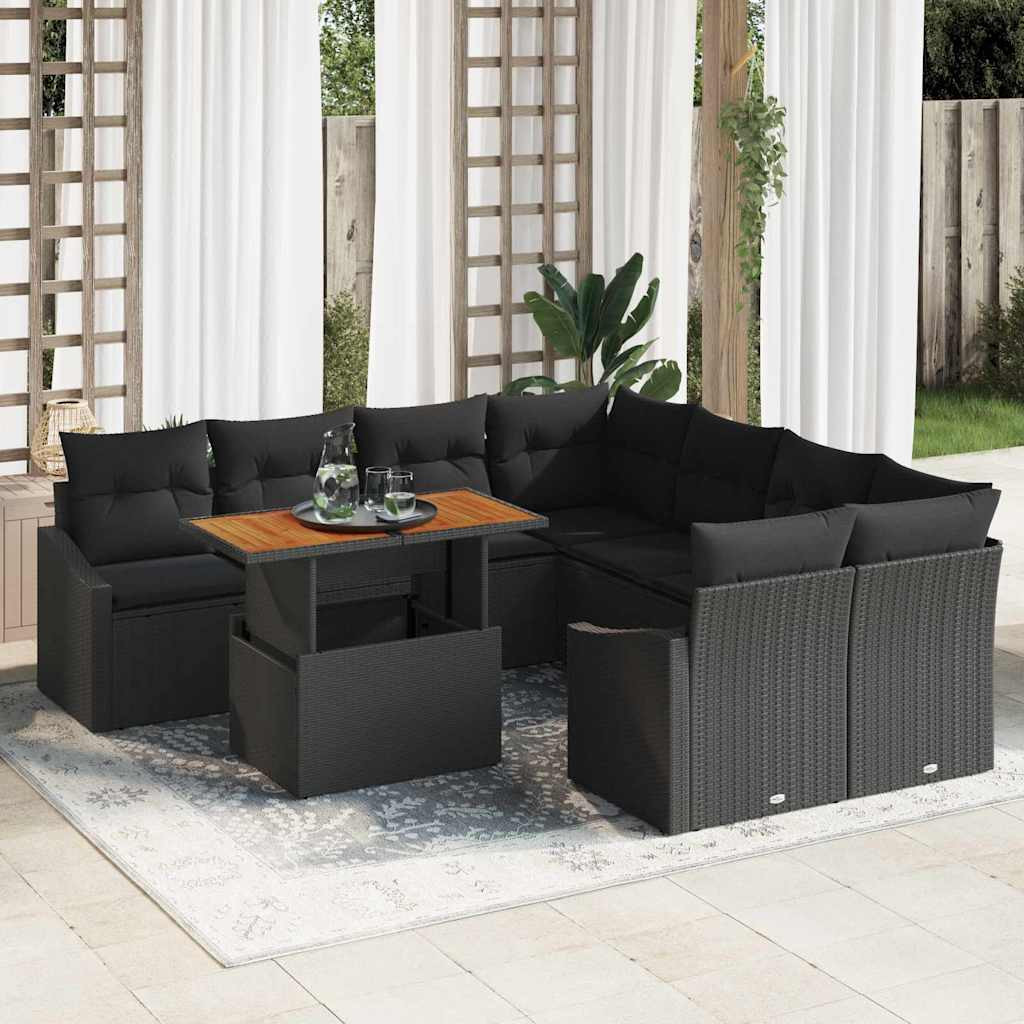 vidaXL Gartensofa-set 9 Stk. Schwarz und Braun