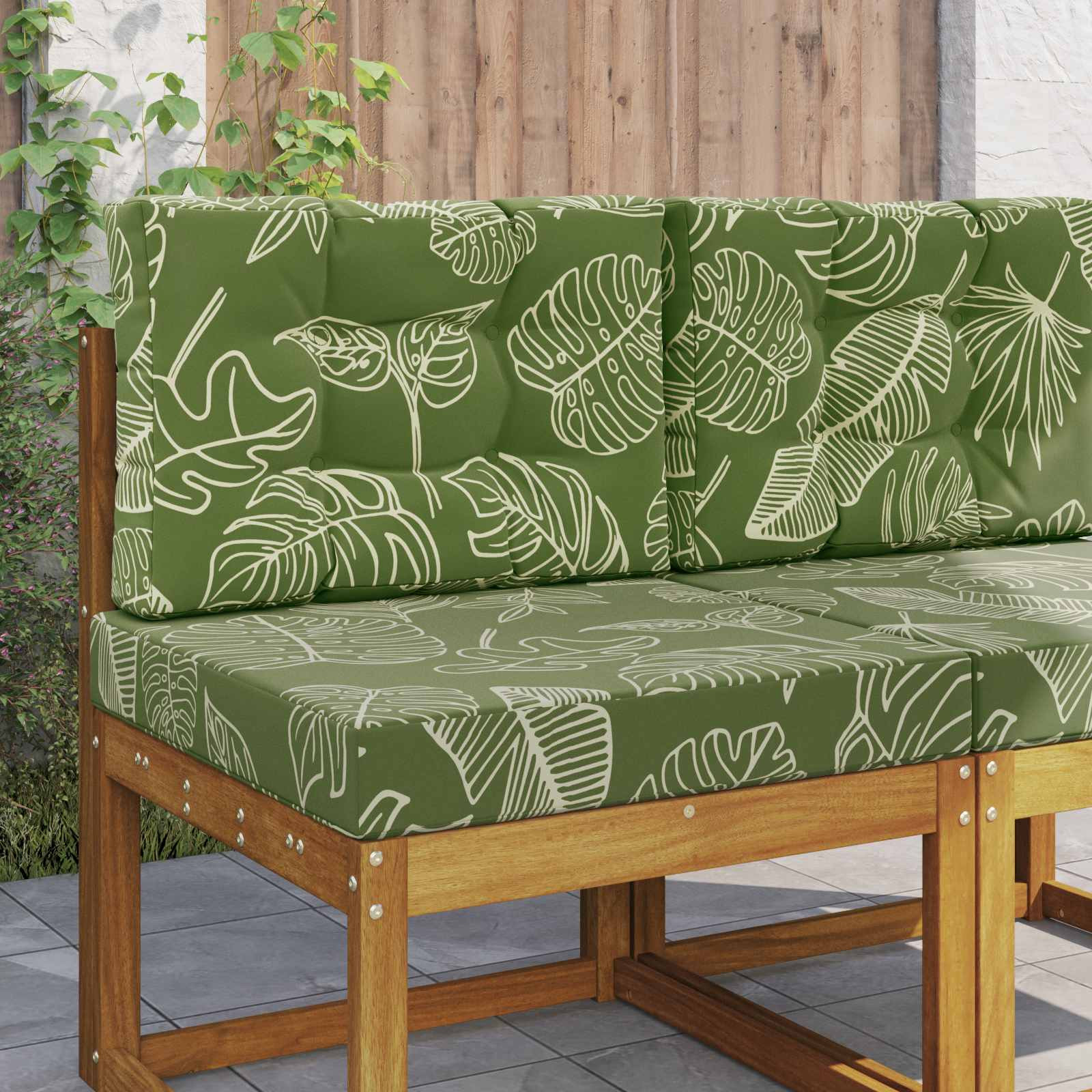 vidaXL Sofakissen für draußen 2 pcs Blattdesign Polyester