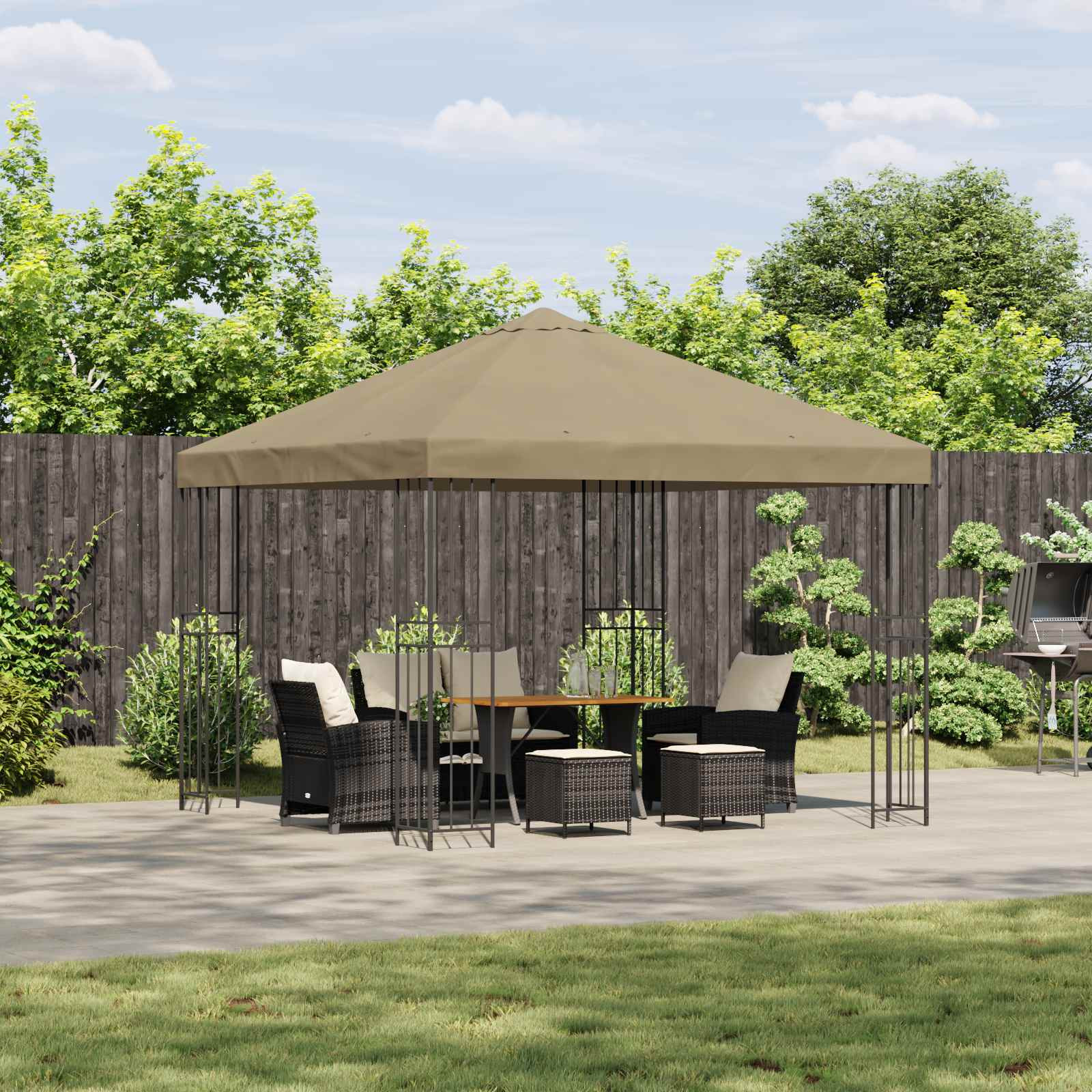 vidaXL Pavillon 3 x 3 m Beige Polyester und Stahl 190 gsm
