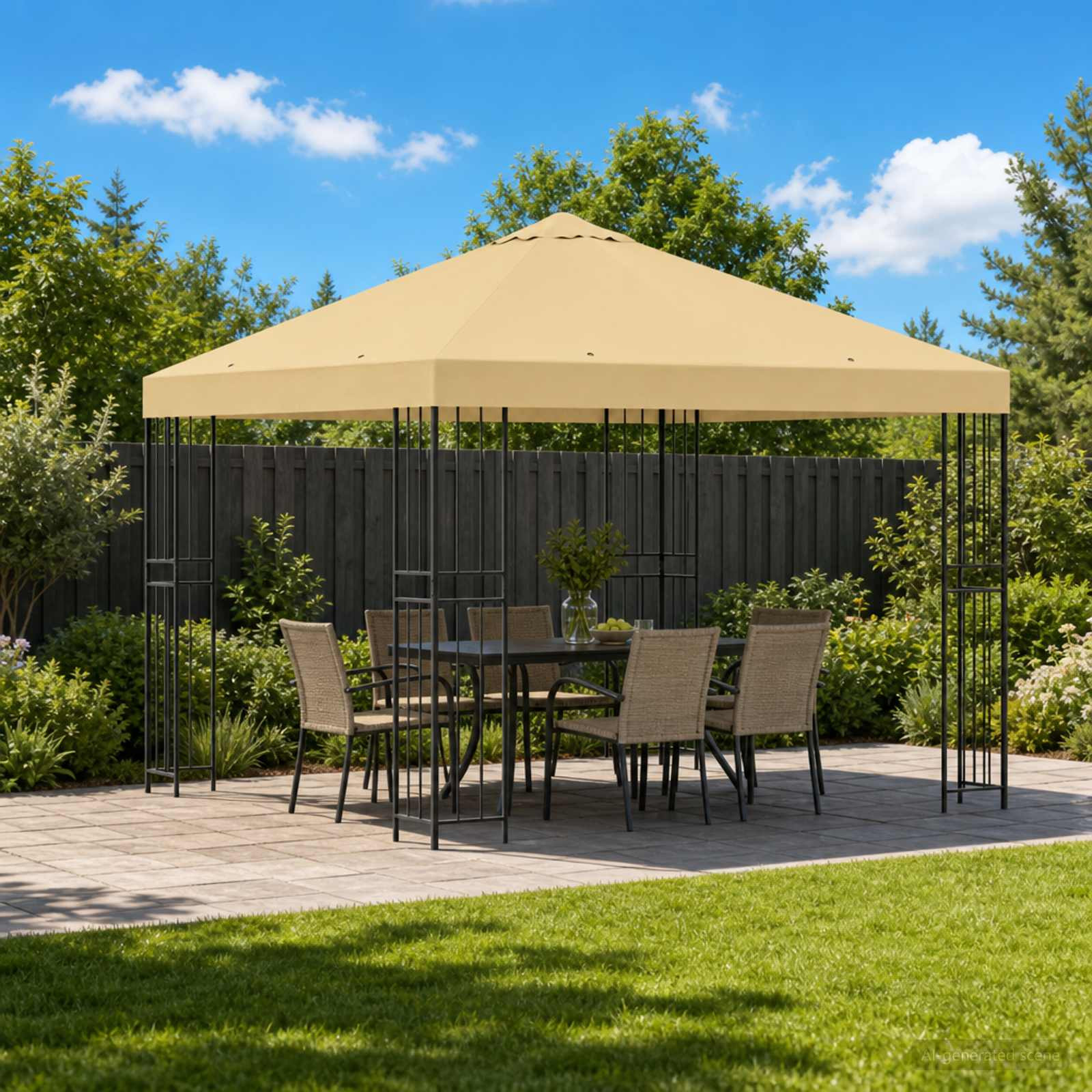 vidaXL Pavillon 3 x 3 m Creme Polyester und Stahl 190 gsm