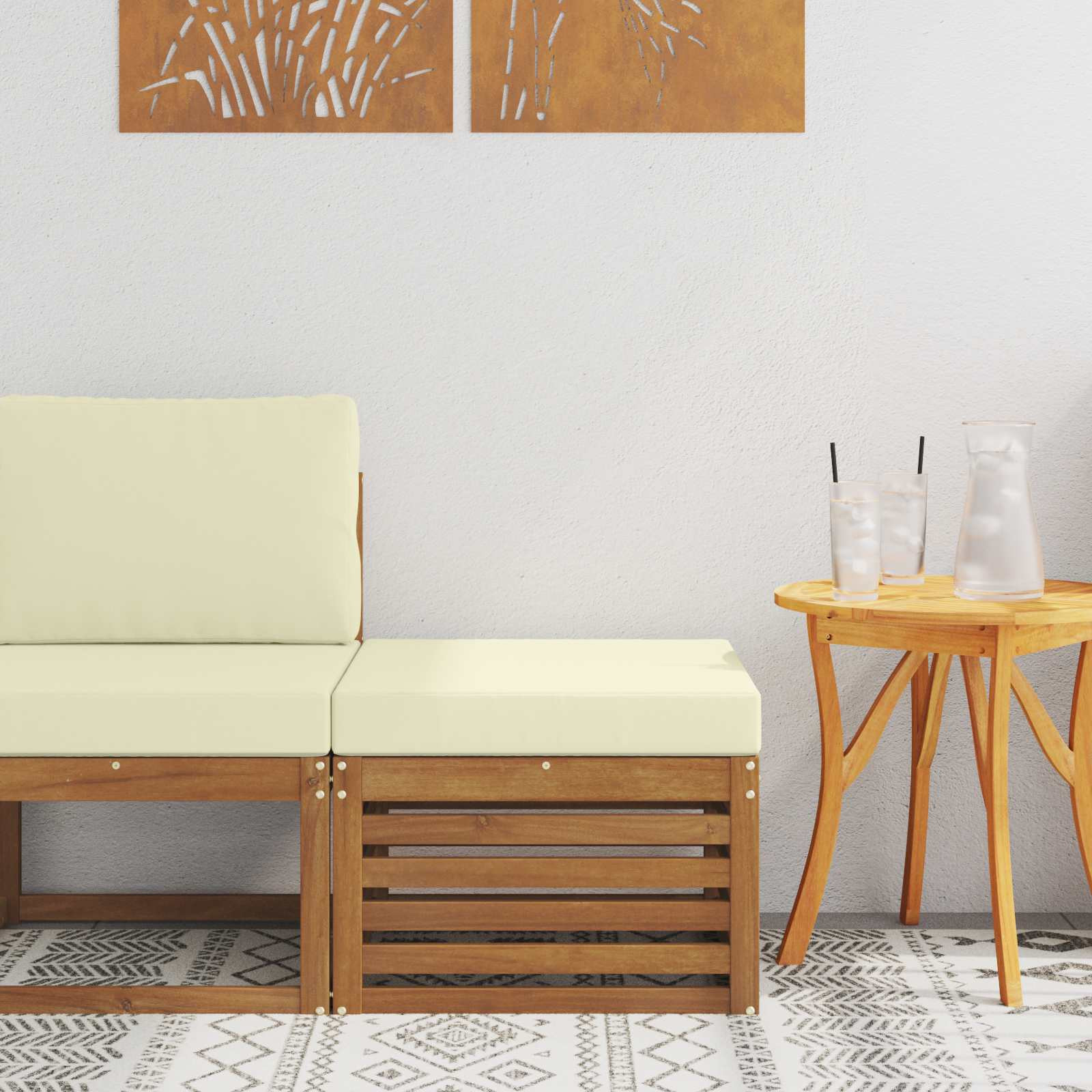 vidaXL Outdoor-Fußhocker Massivholz Akazie Natur