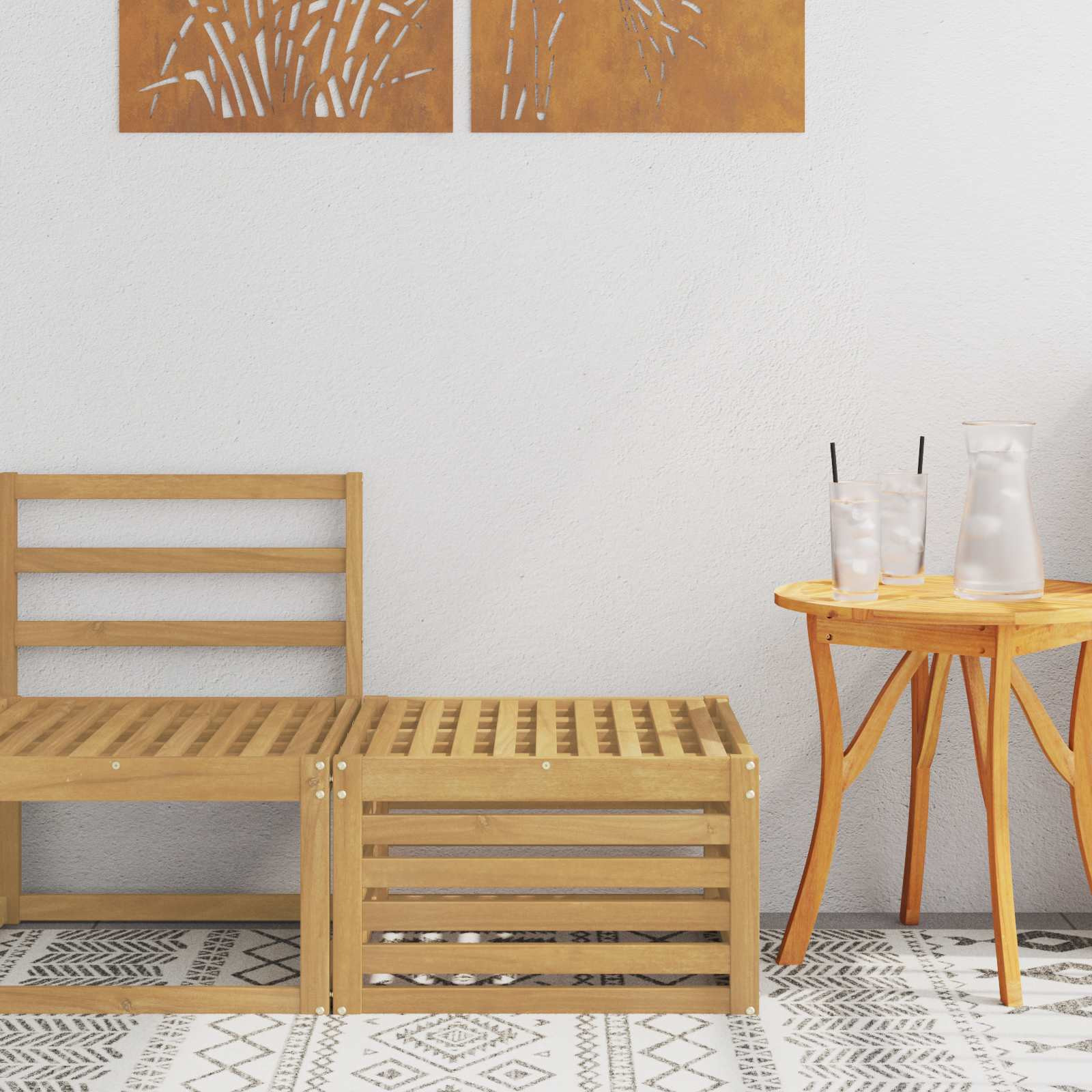 vidaXL Outdoor-Fußhocker Massivholz Akazie Weiß 59 x 59 x 37 cm