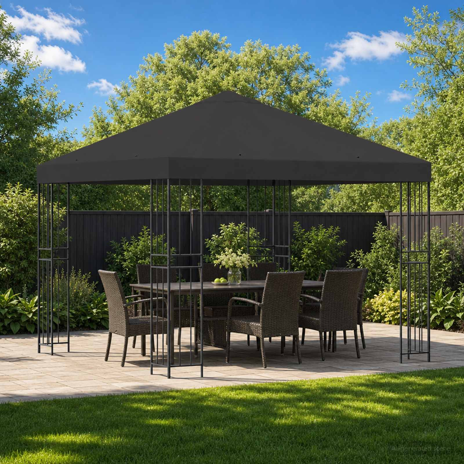 vidaXL Pavillon 3 x 3 m Anthrazit Polyester und Stahl 190 gsm