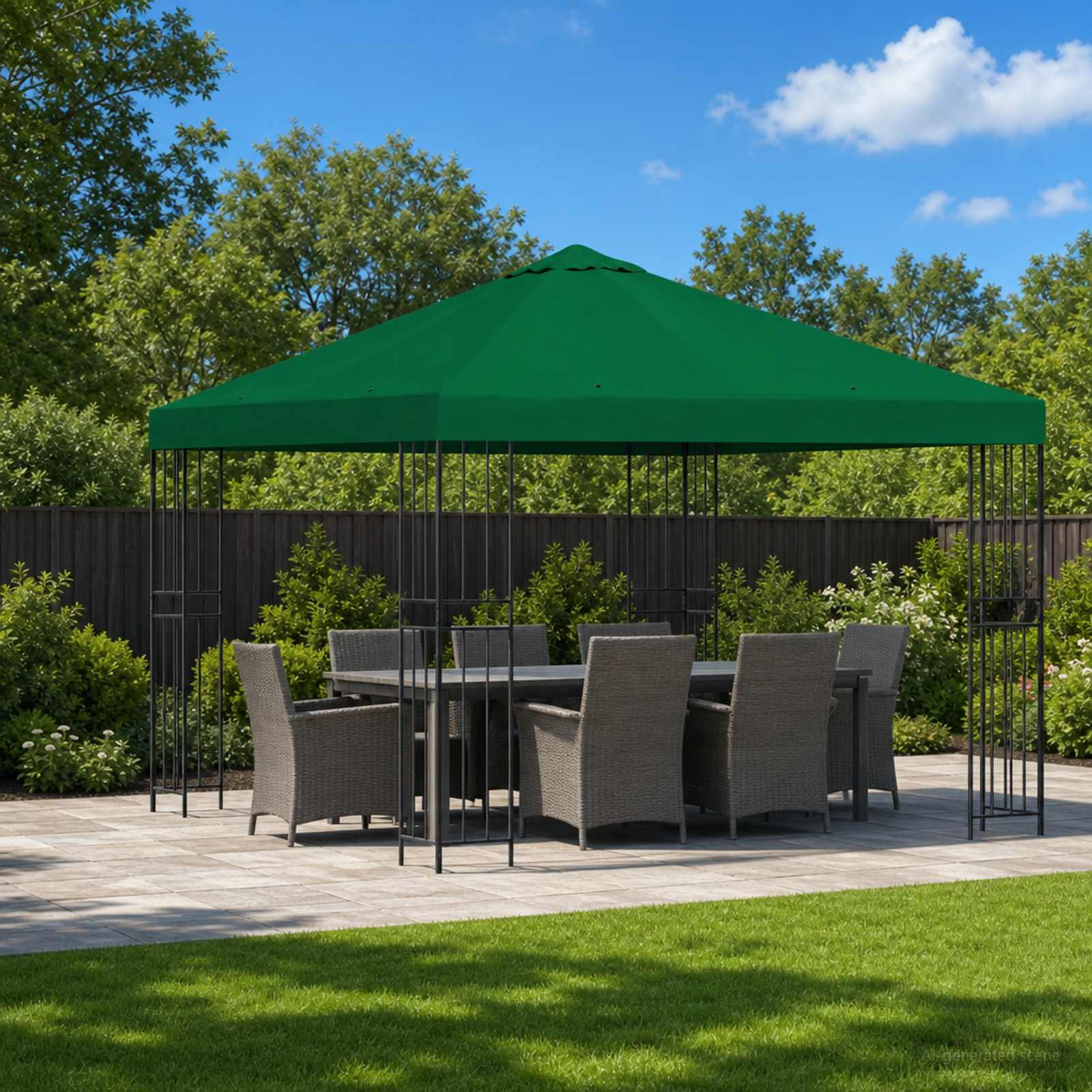 vidaXL Pavillon 3 x 3 m Grün Polyester und Stahl 190 gsm