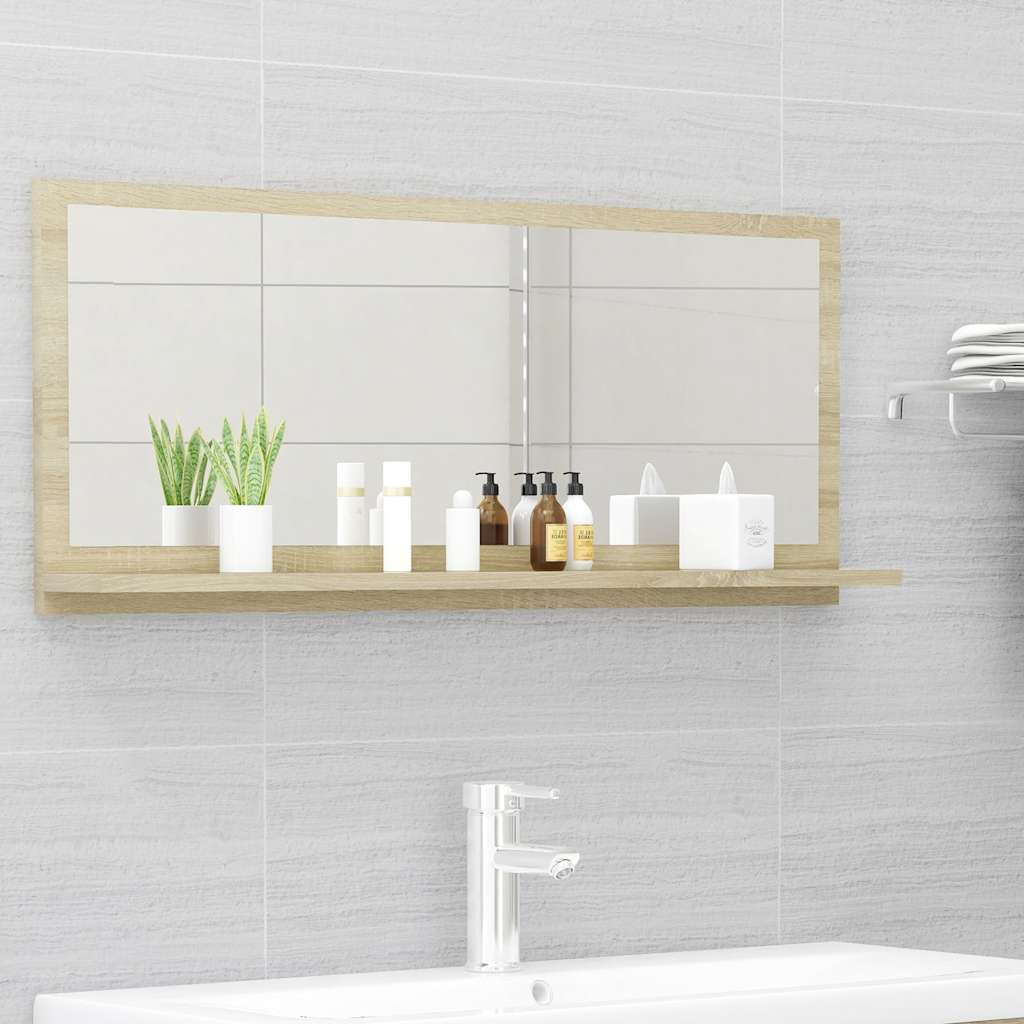 vidaXL Badspiegel Sonoma-Eiche 90x10,5x37 cm Holzwerkstoff