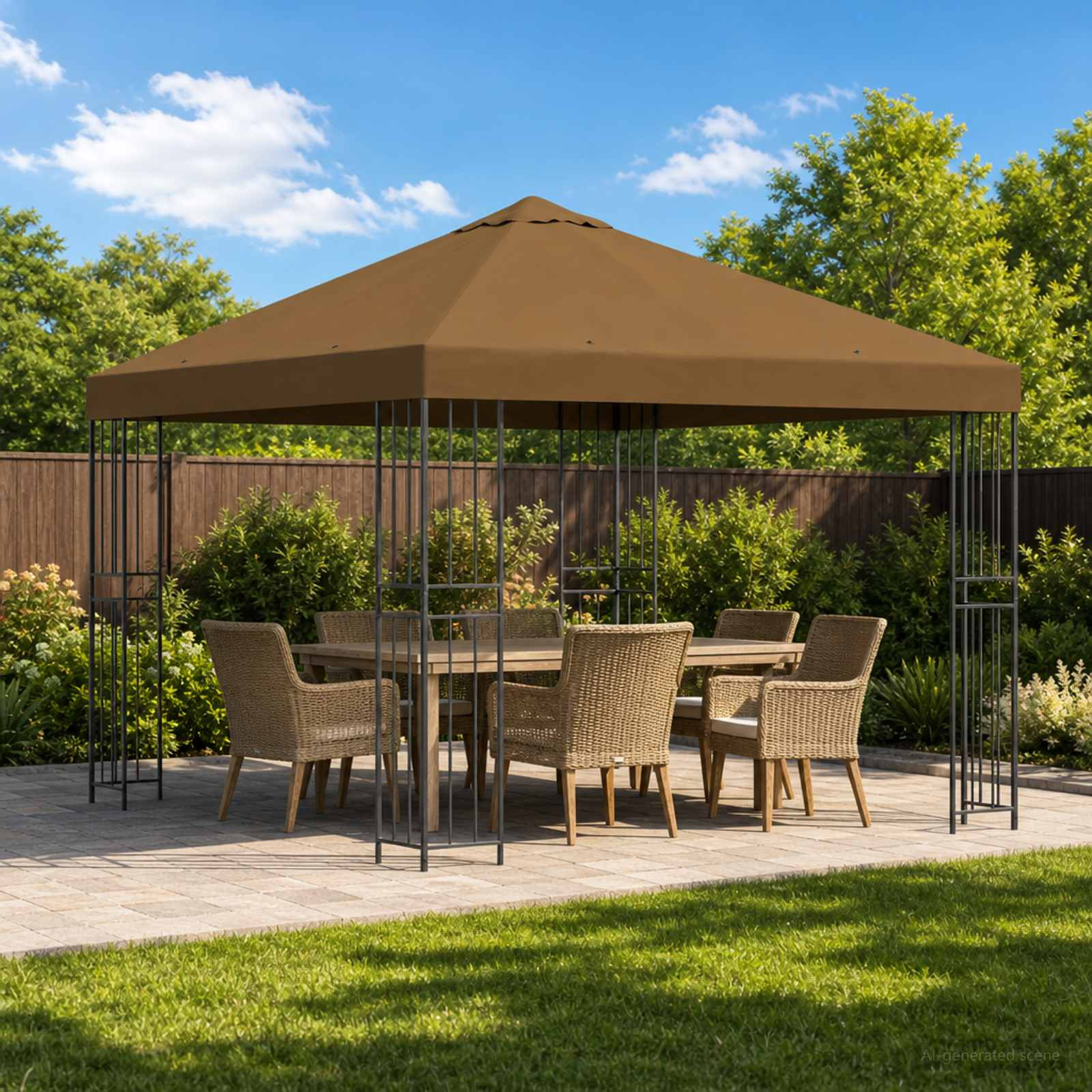 vidaXL Pavillon 3 x 3 m Taupe Polyester und Stahl 190 gsm