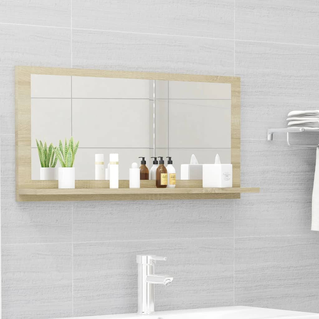 vidaXL Badspiegel Sonoma-Eiche 80x10,5x37 cm Holzwerkstoff