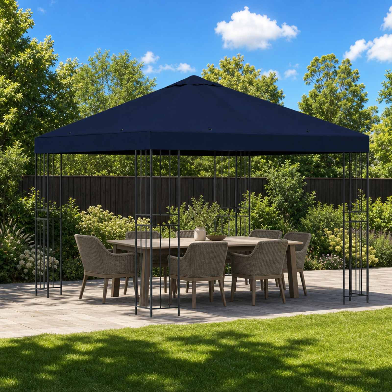 vidaXL Pavillon 3 x 3 m Blau Polyester und Stahl 190 gsm