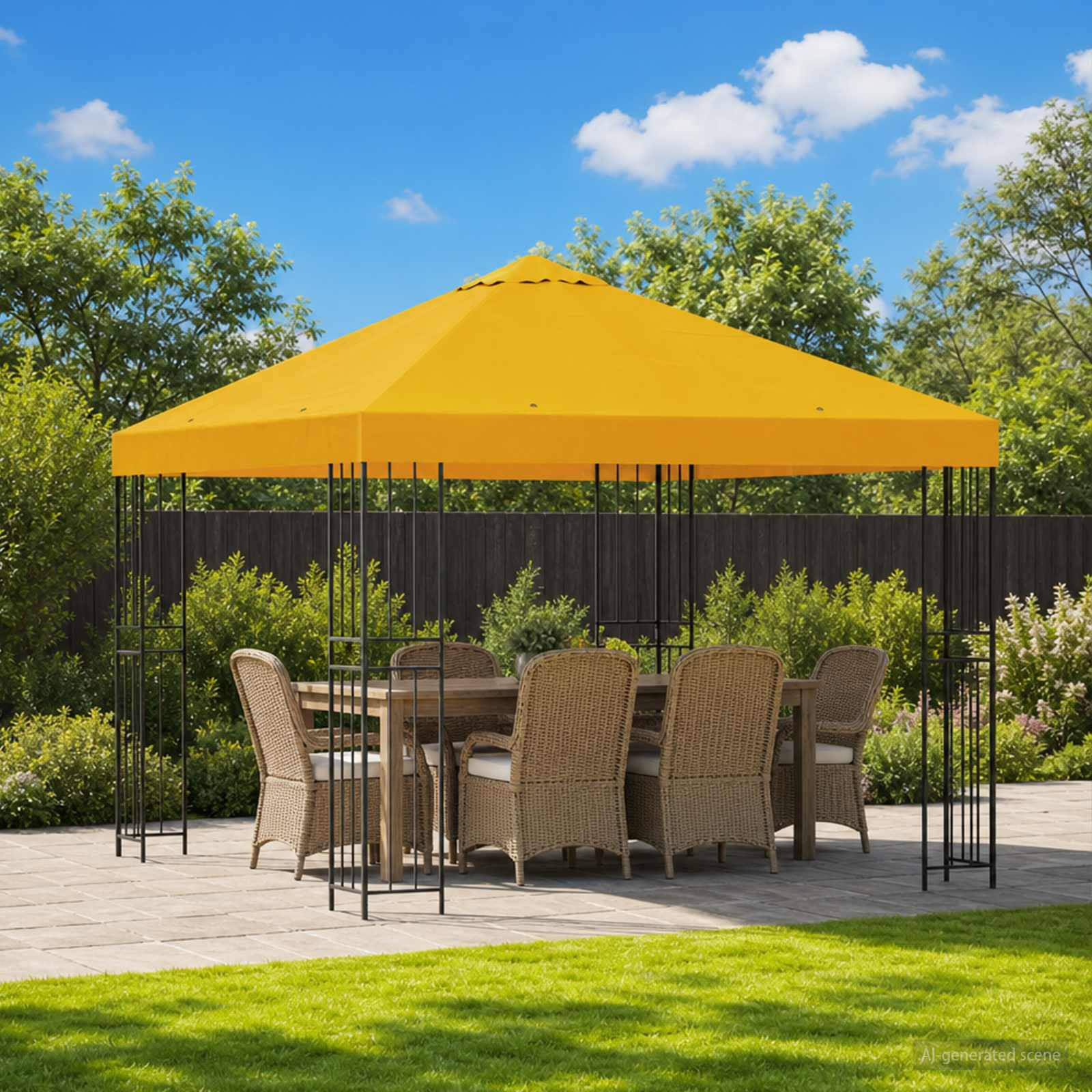vidaXL Pavillon 3 x 3 m Gelb Polyester und Stahl 190 gsm