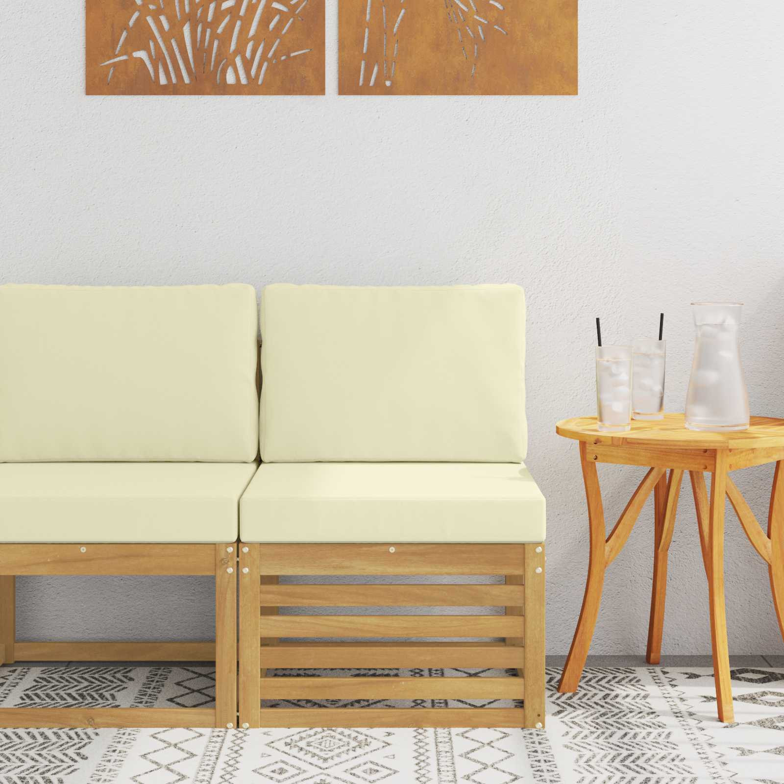 vidaXL Outdoor Mittelsofa Massivholz Akazie Weiß