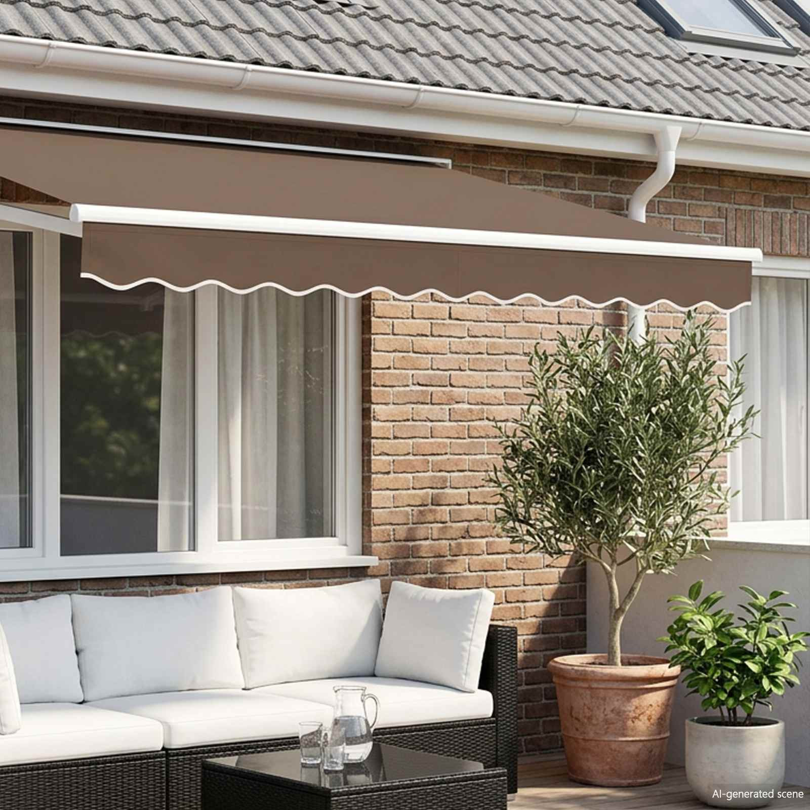 vidaXL Markisenschürzen-Ersatz Taupe 431 x 20 cm Polyester