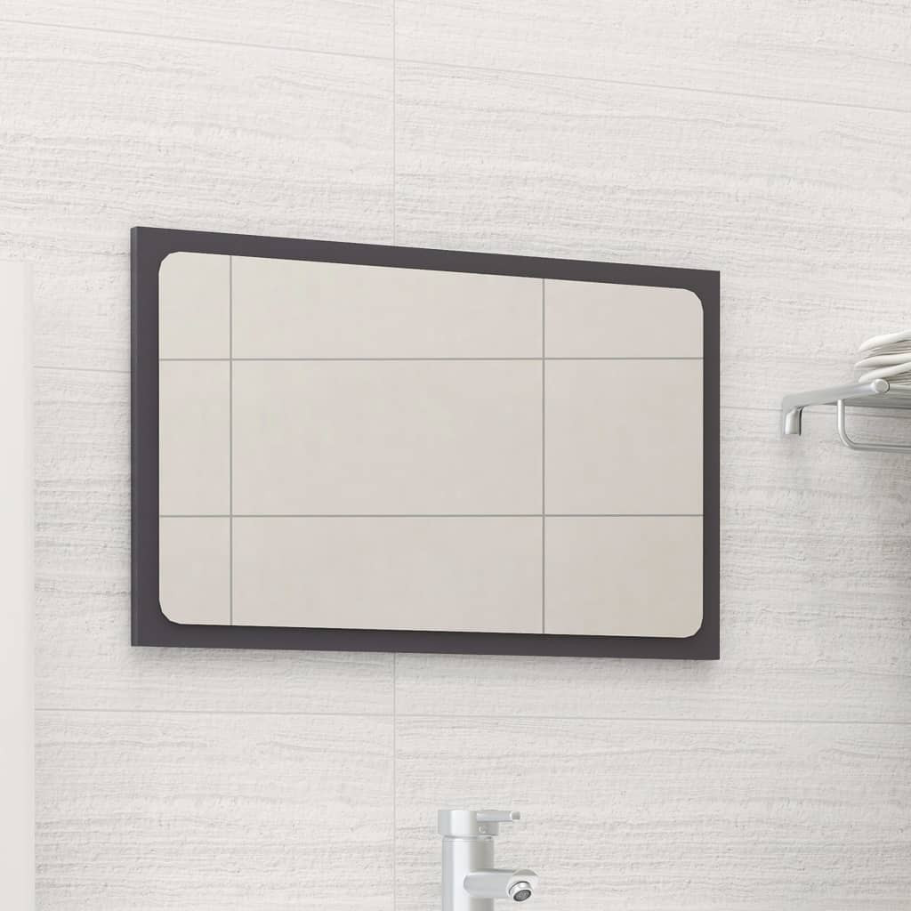 vidaXL Badspiegel Hochglanz-Grau 60x1,5x37 cm Holzwerkstoff