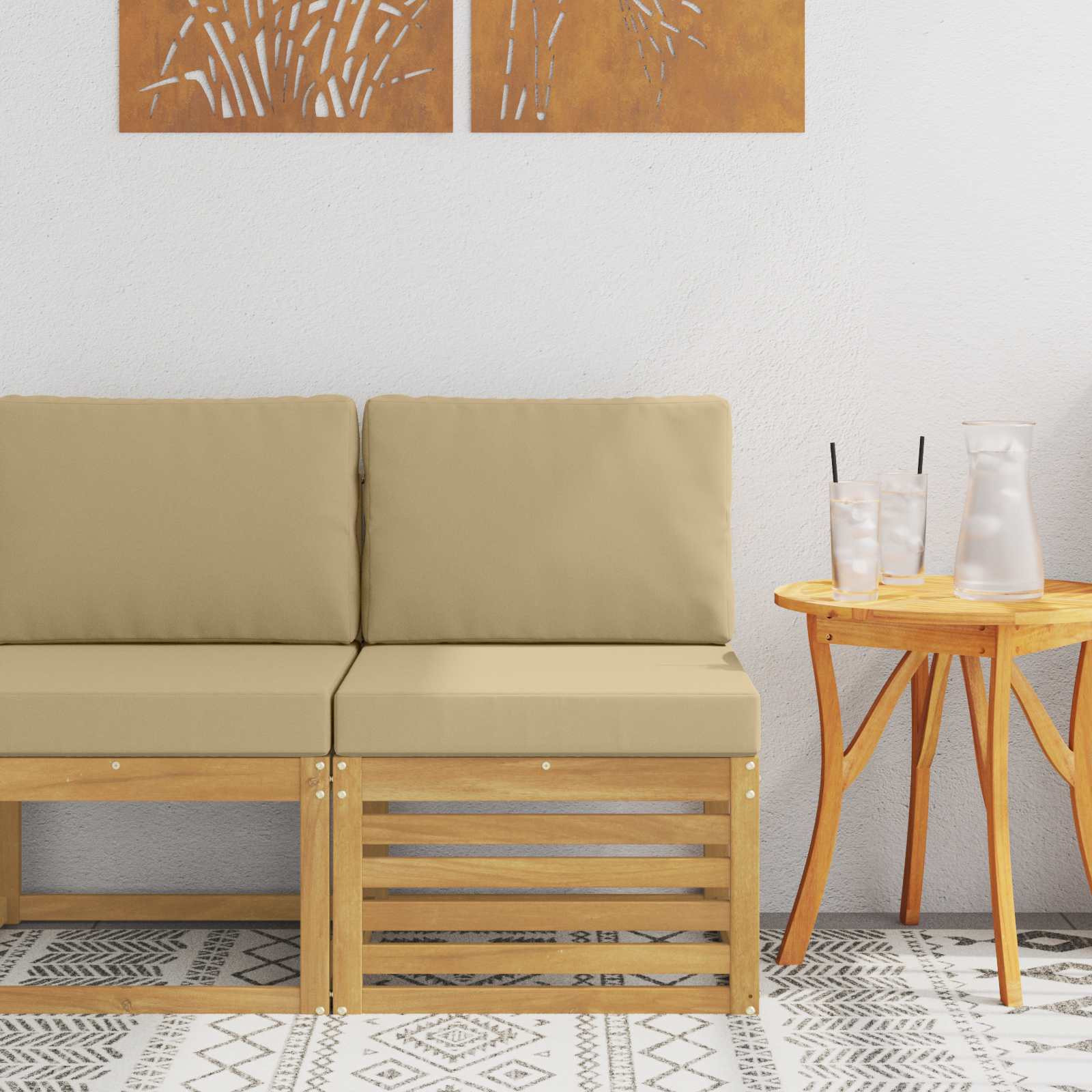 vidaXL Outdoor Mittelsofa Massivholz Akazie Weiß